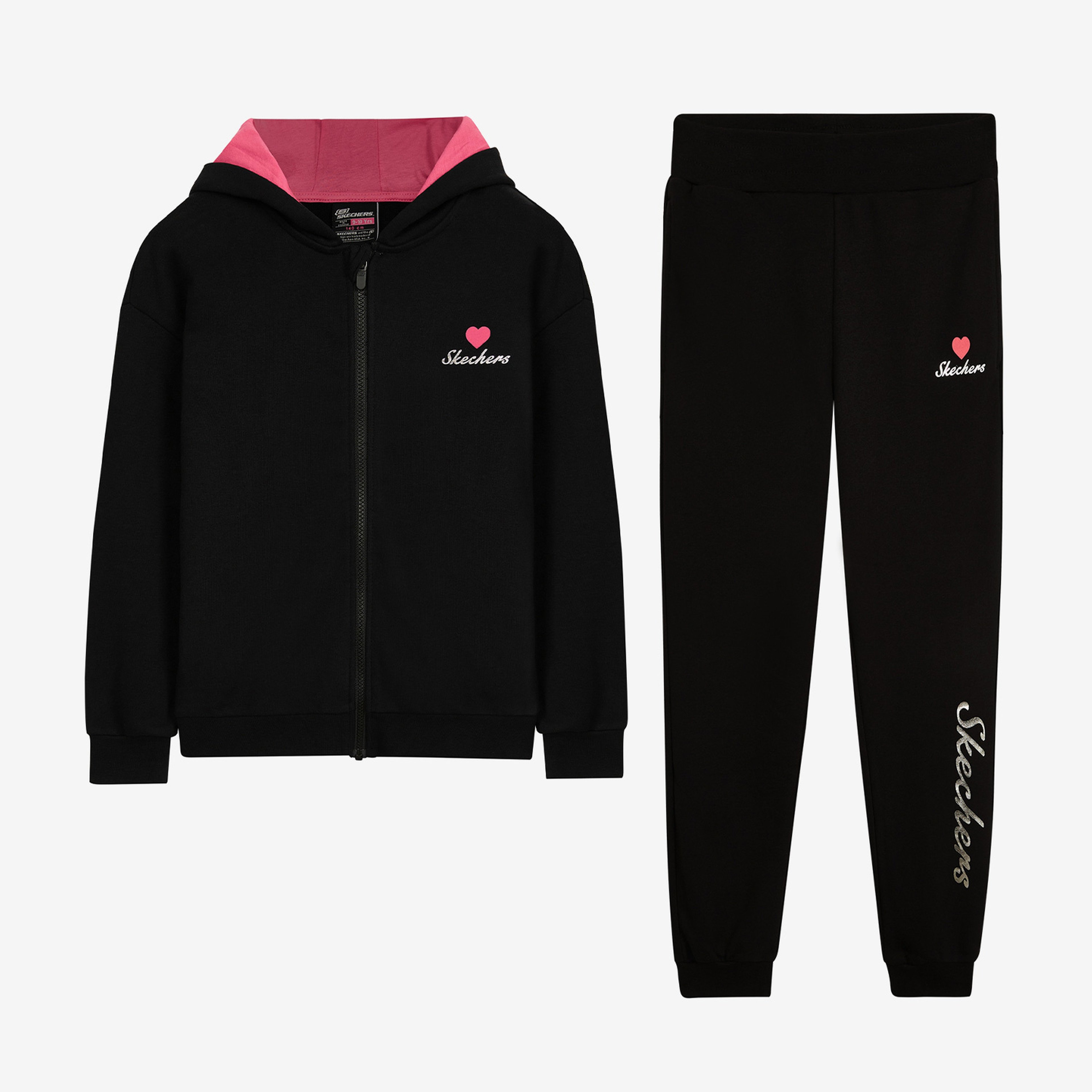 Skechers Heavy Weight Fleece Printed Çocuk Siyah Eşofman Takımı