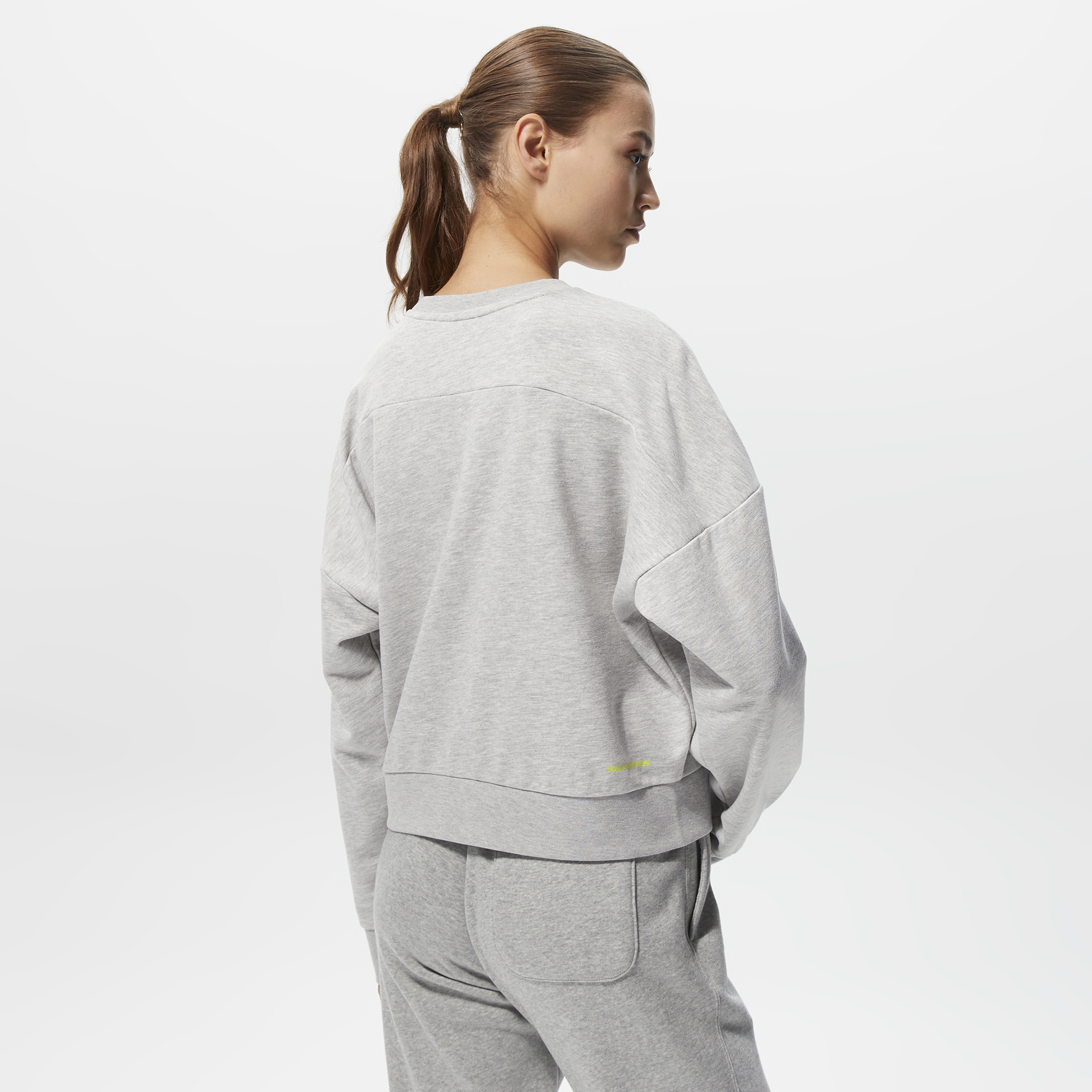 Skechers W Lw Fleece Fabric Block Crew Neck Kadın Gri Sweatshırt