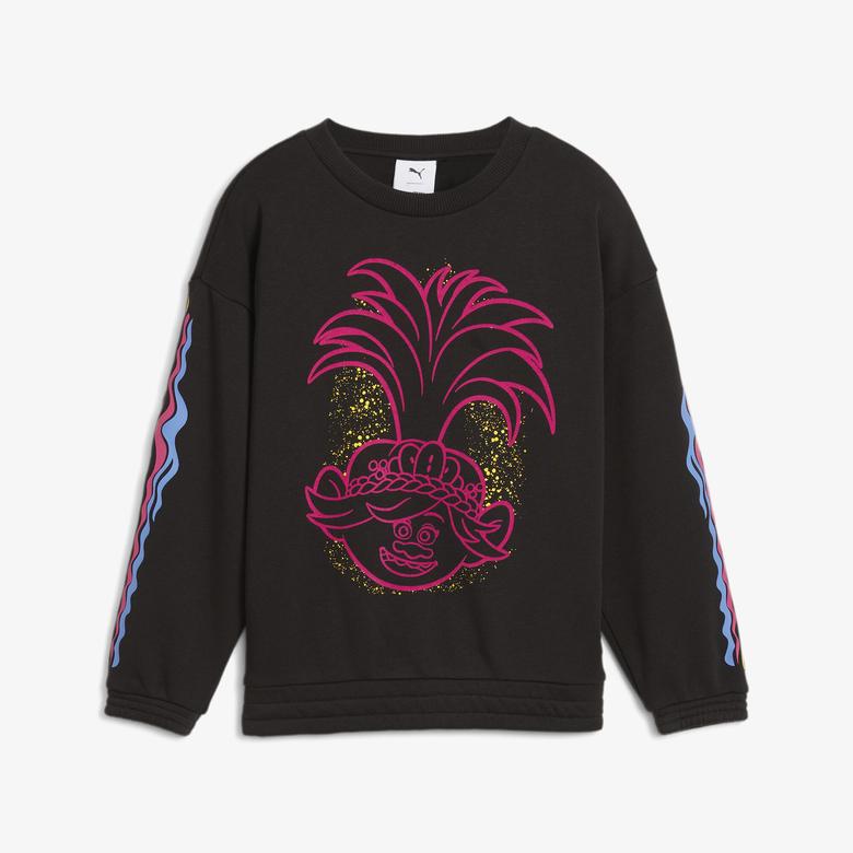 Puma X Trolls Crew Çocuk Siyah Sweatshirt