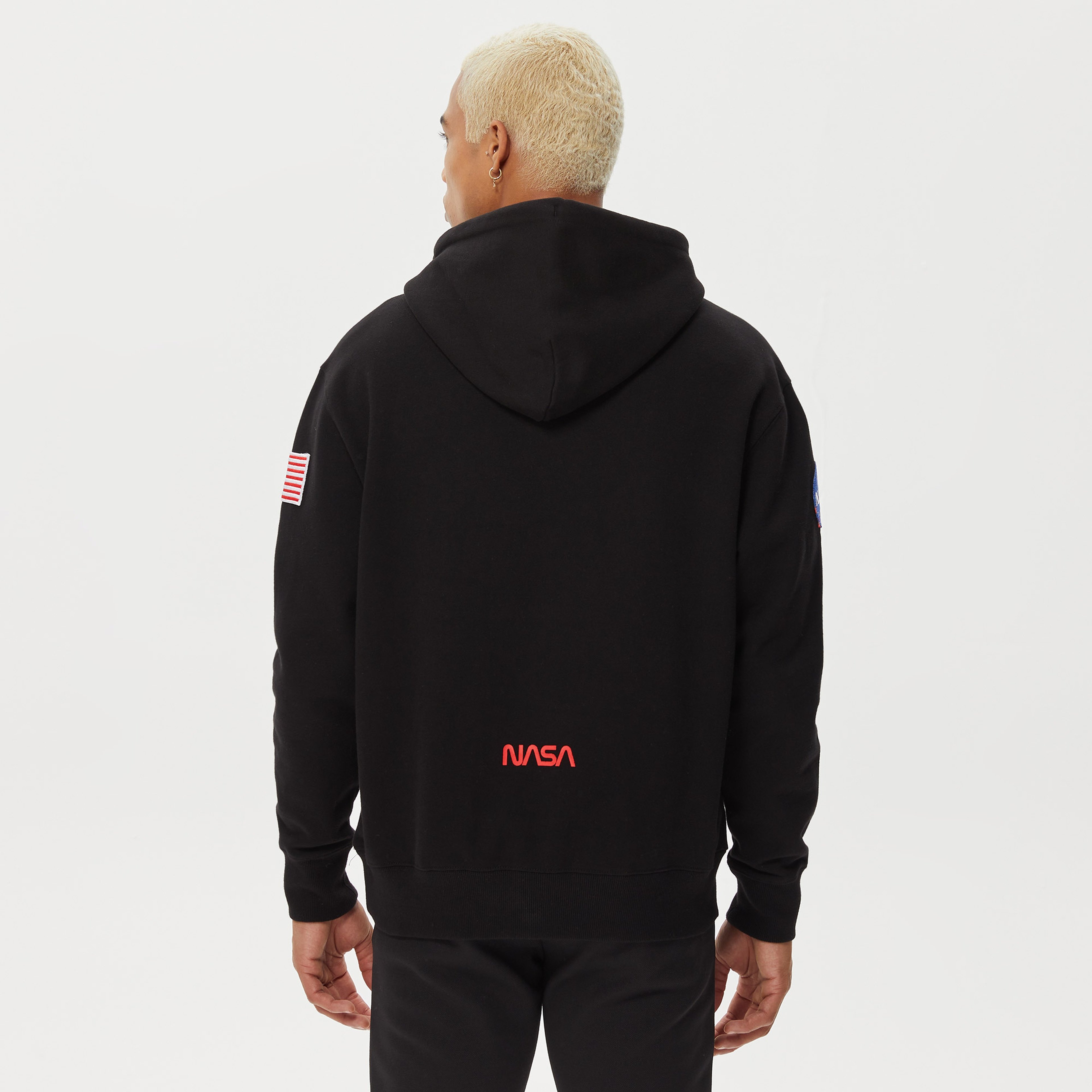 Alpha Industries Nasa Erkek Siyah Hoodie