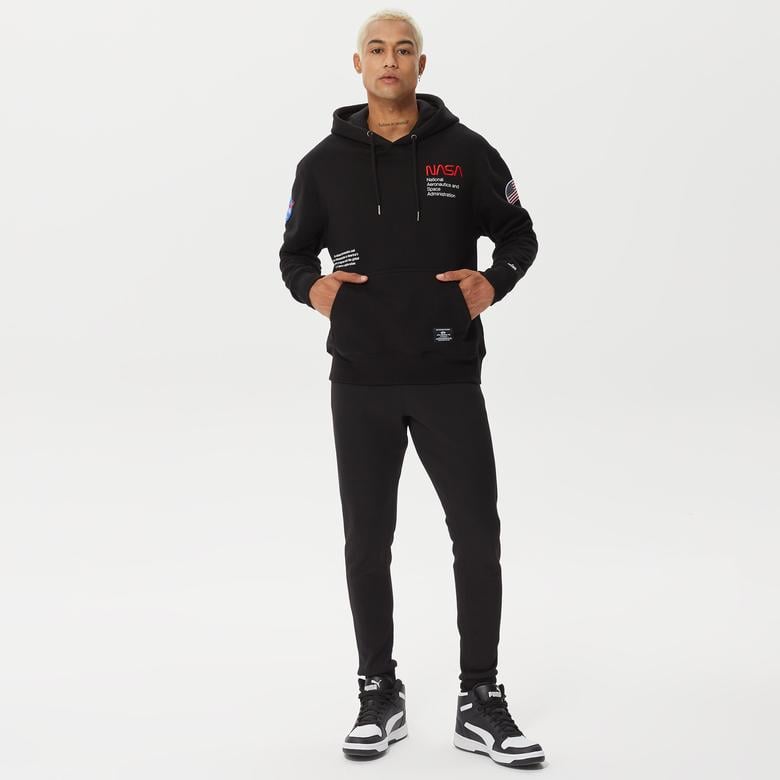 Alpha Industries Nasa Erkek Siyah Hoodie