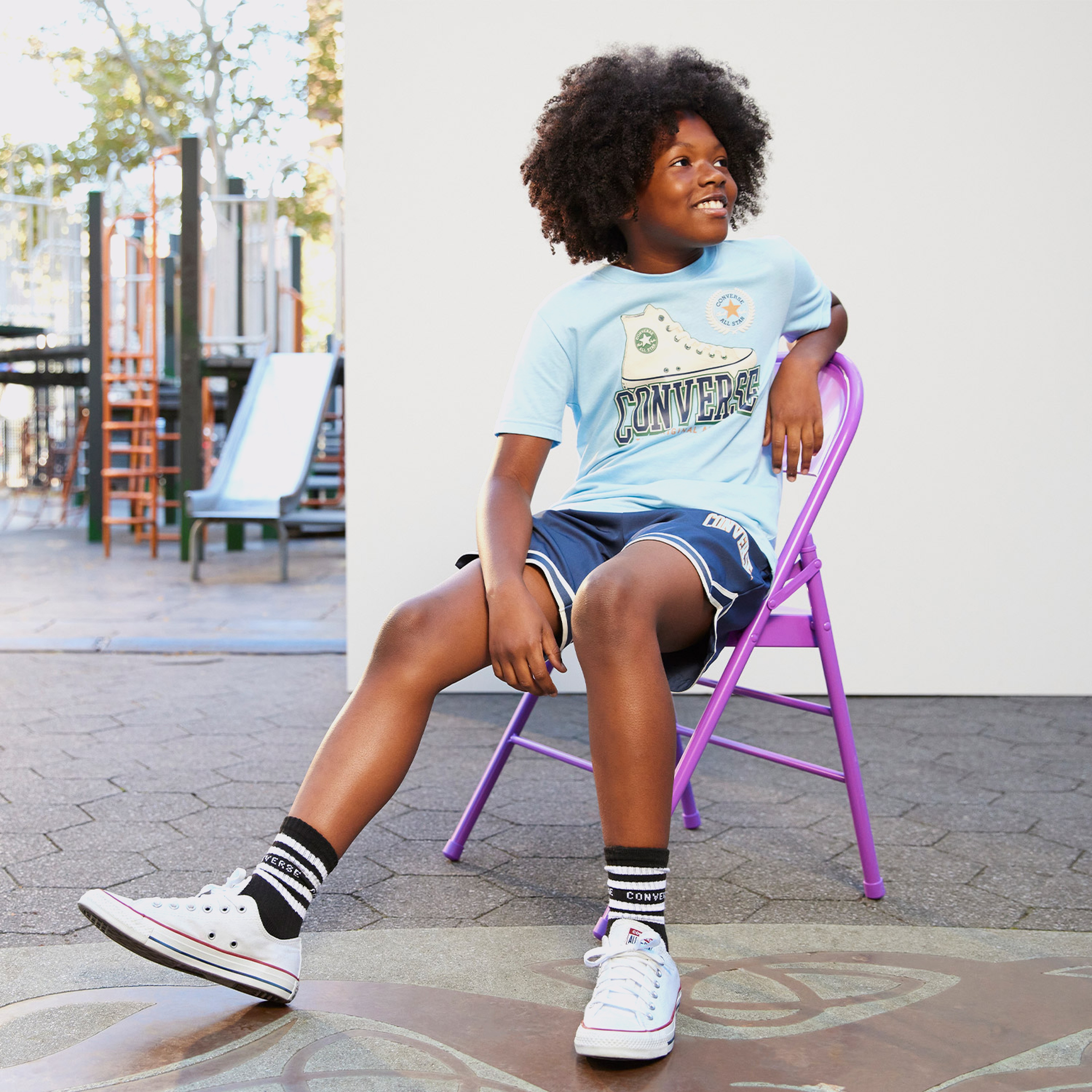 Converse Script Sneaker Organic Jersey Çocuk Mavi T-Shirt