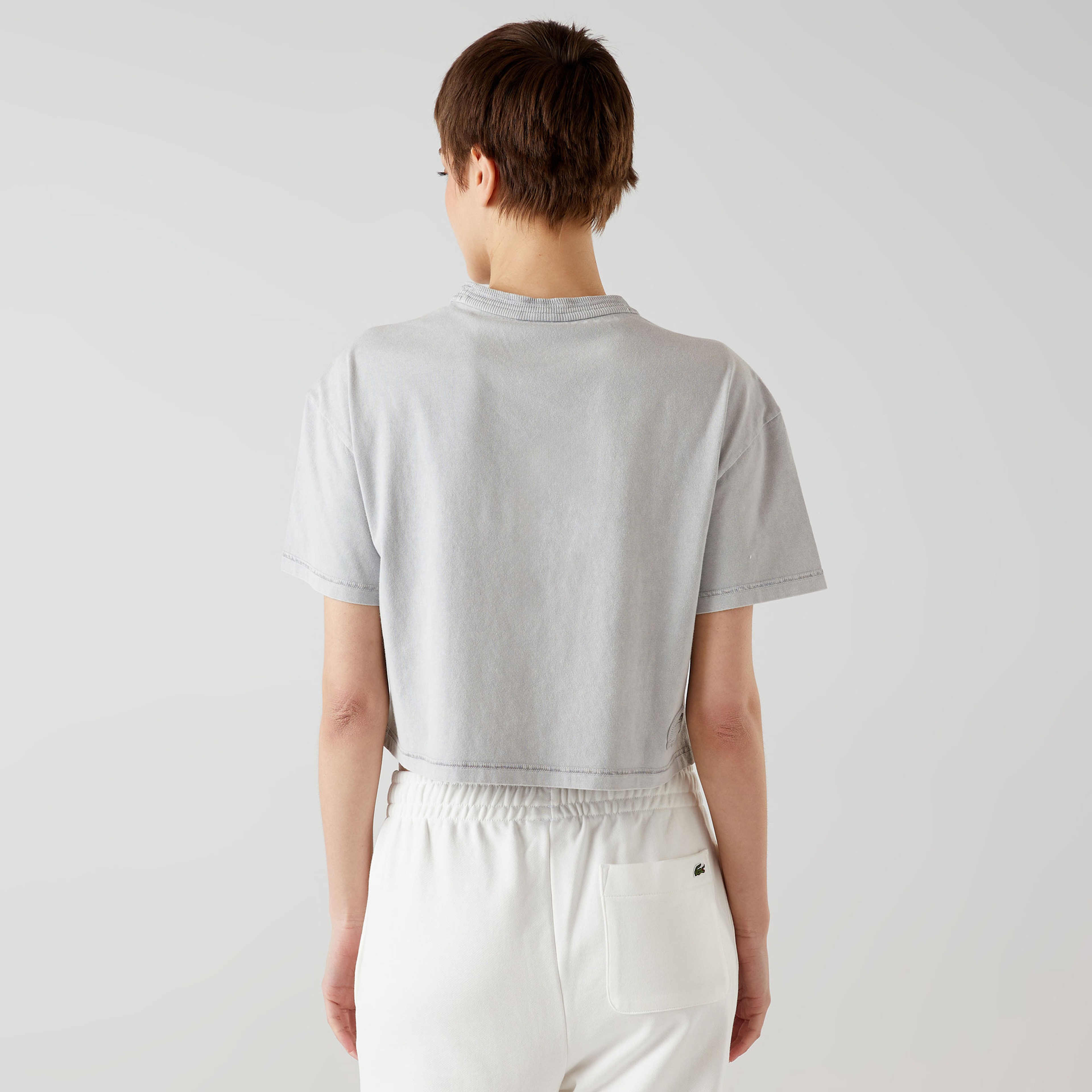 Lacoste x House of SuperStep Kadın Gri T-Shirt