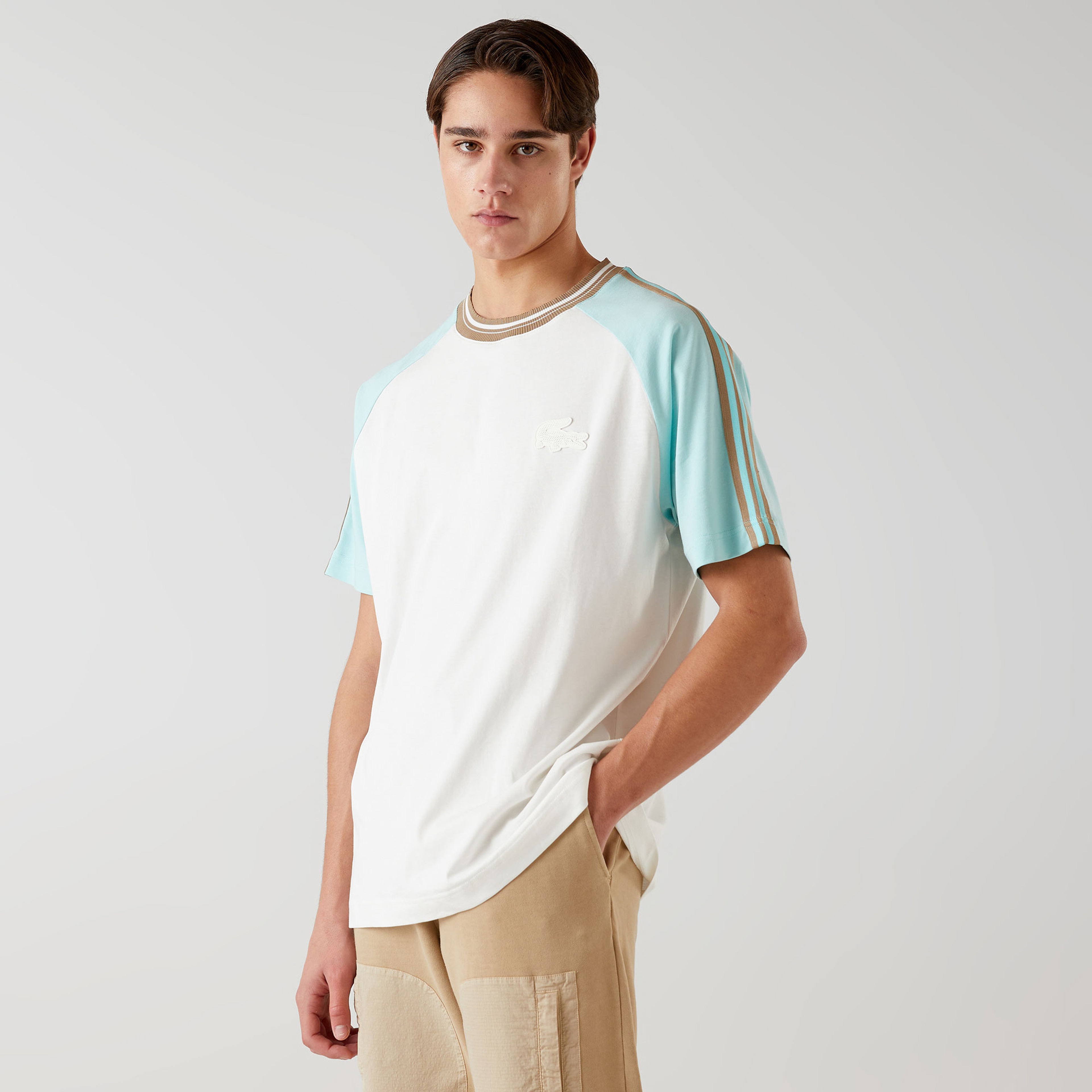 Lacoste x House of SuperStep Erkek Beyaz/Krem T-Shirt