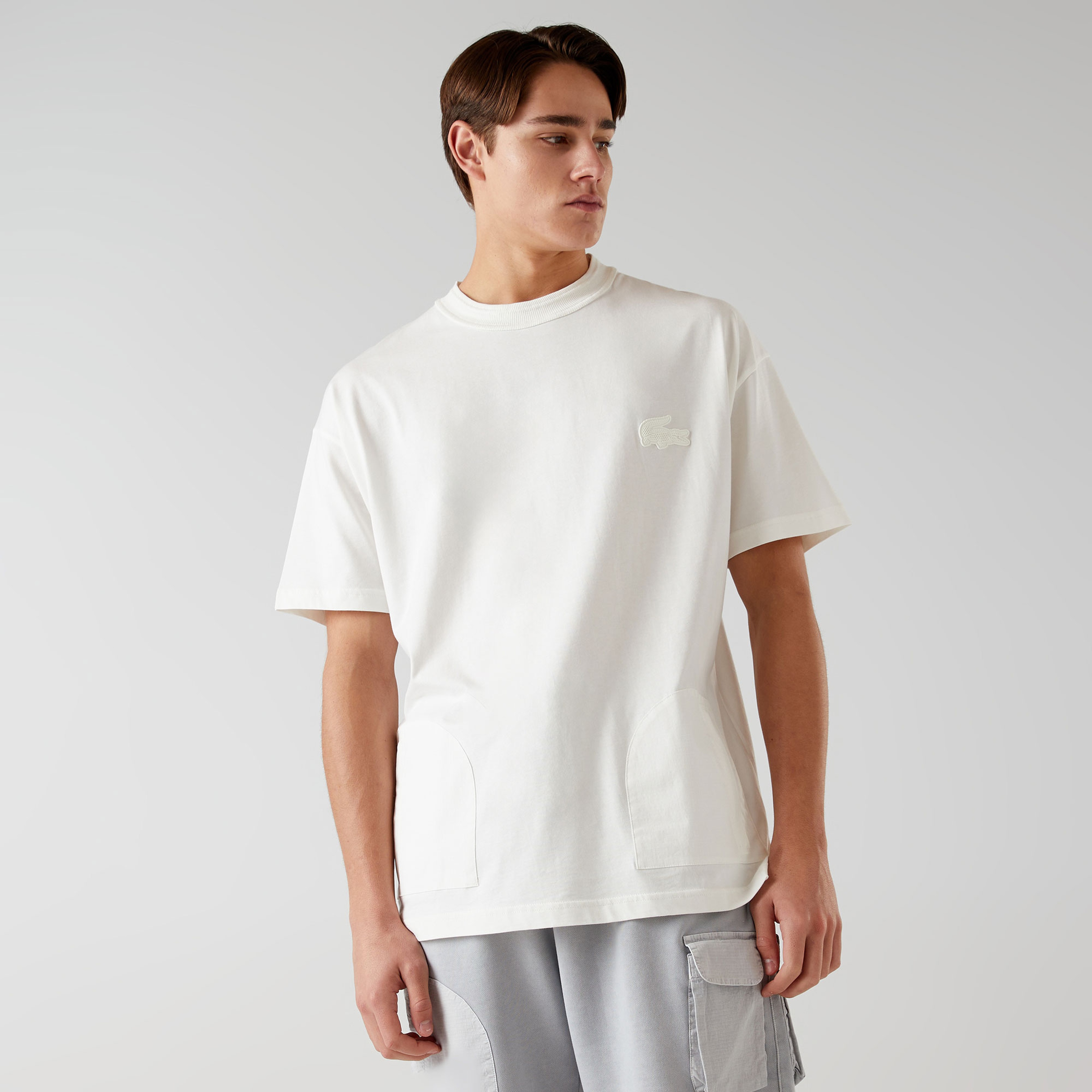 Lacoste x House of SuperStep Erkek Beyaz/Krem T-Shirt