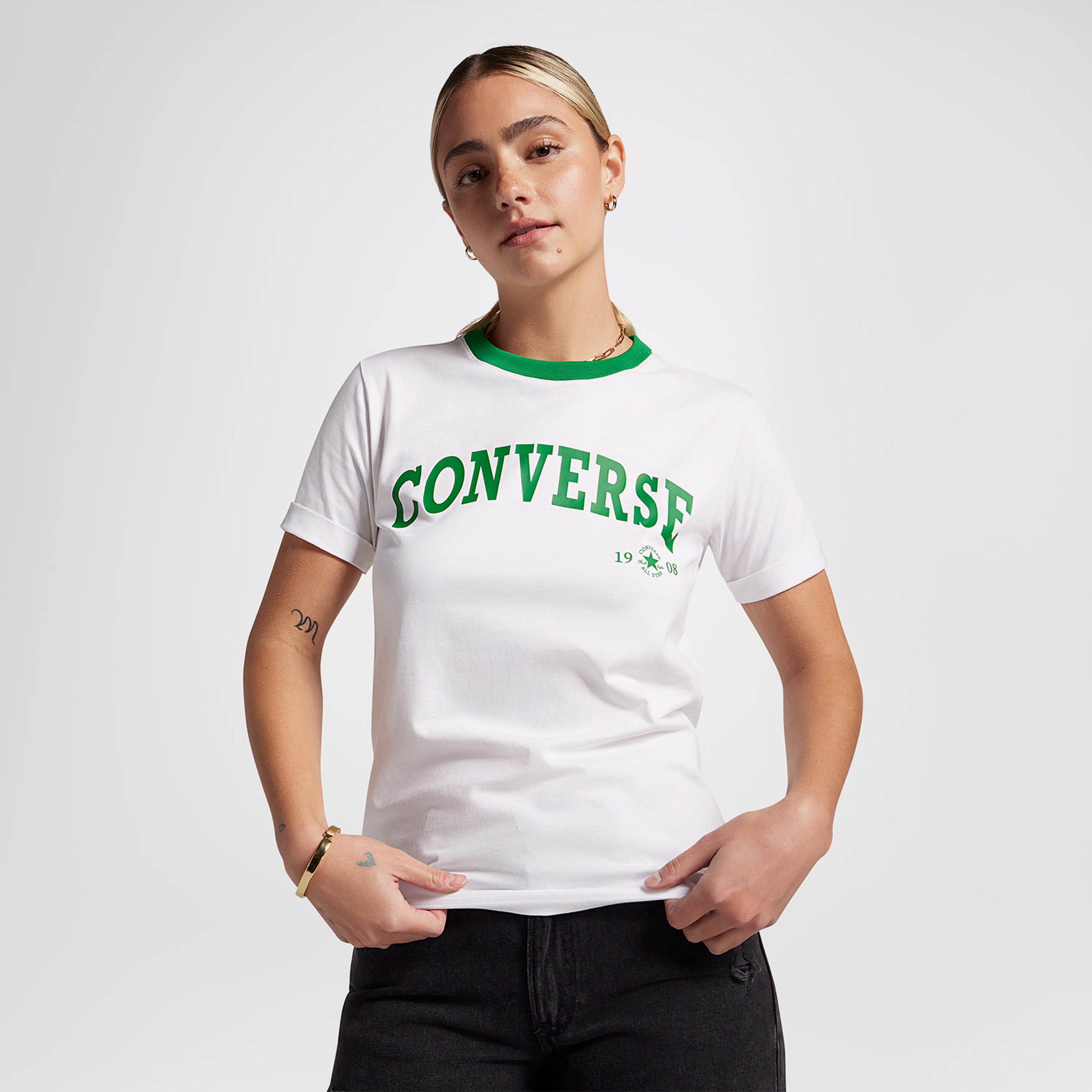 Converse Retro Ringer Kadın Beyaz T-Shirt