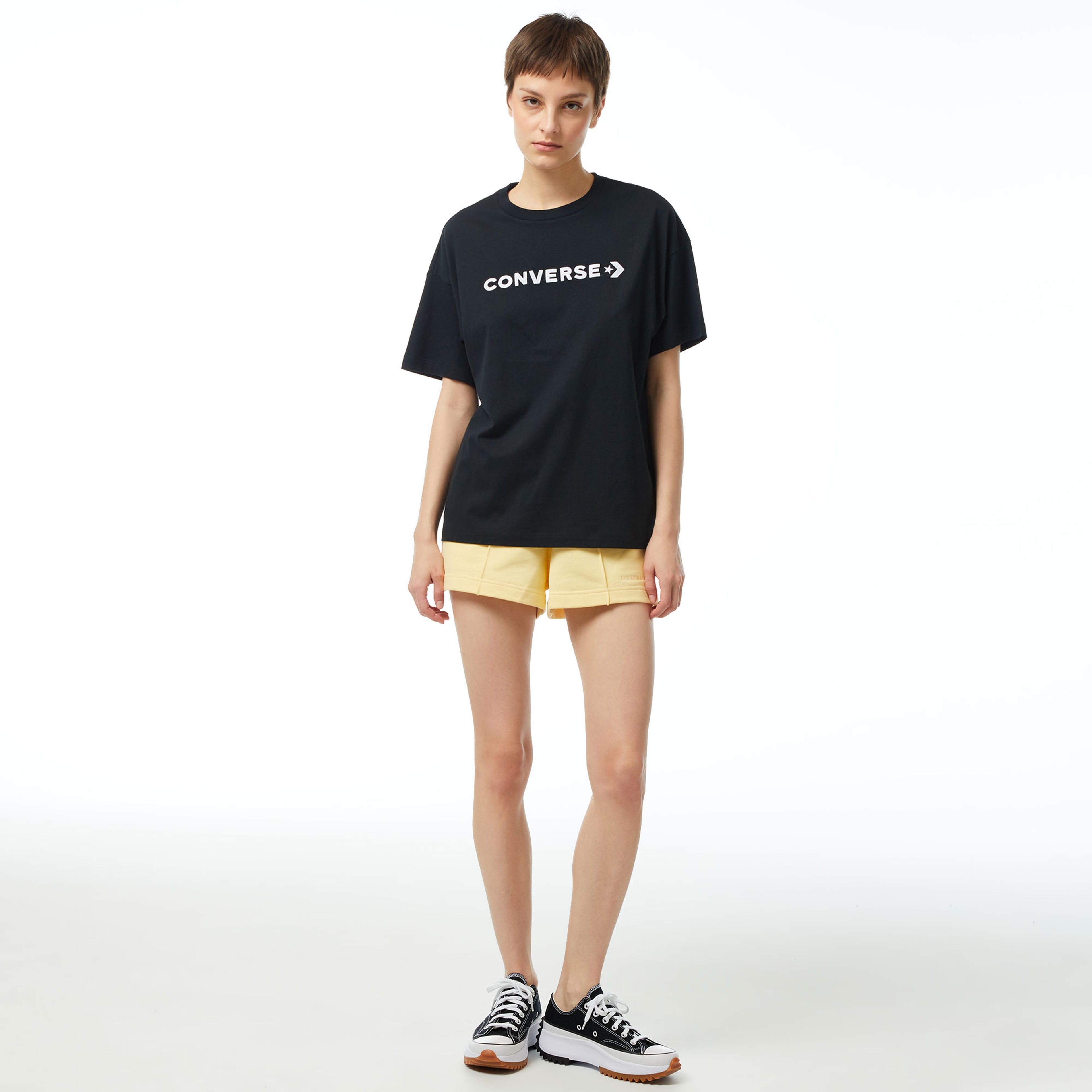 Converse Wordmark Oversize Fit Kadın Siyah T-Shirt