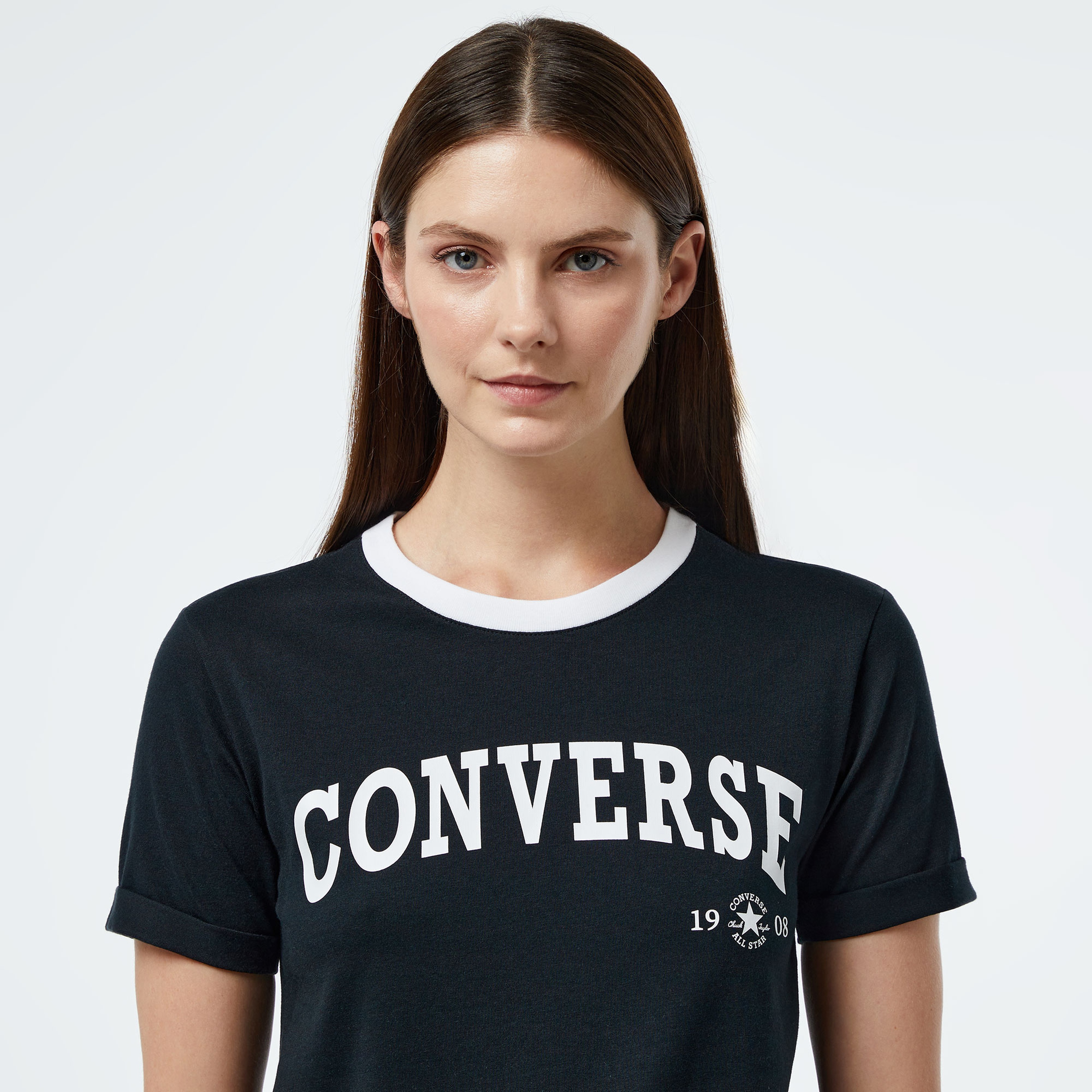 Converse Retro Ringer Kadın Siyah T-Shirt