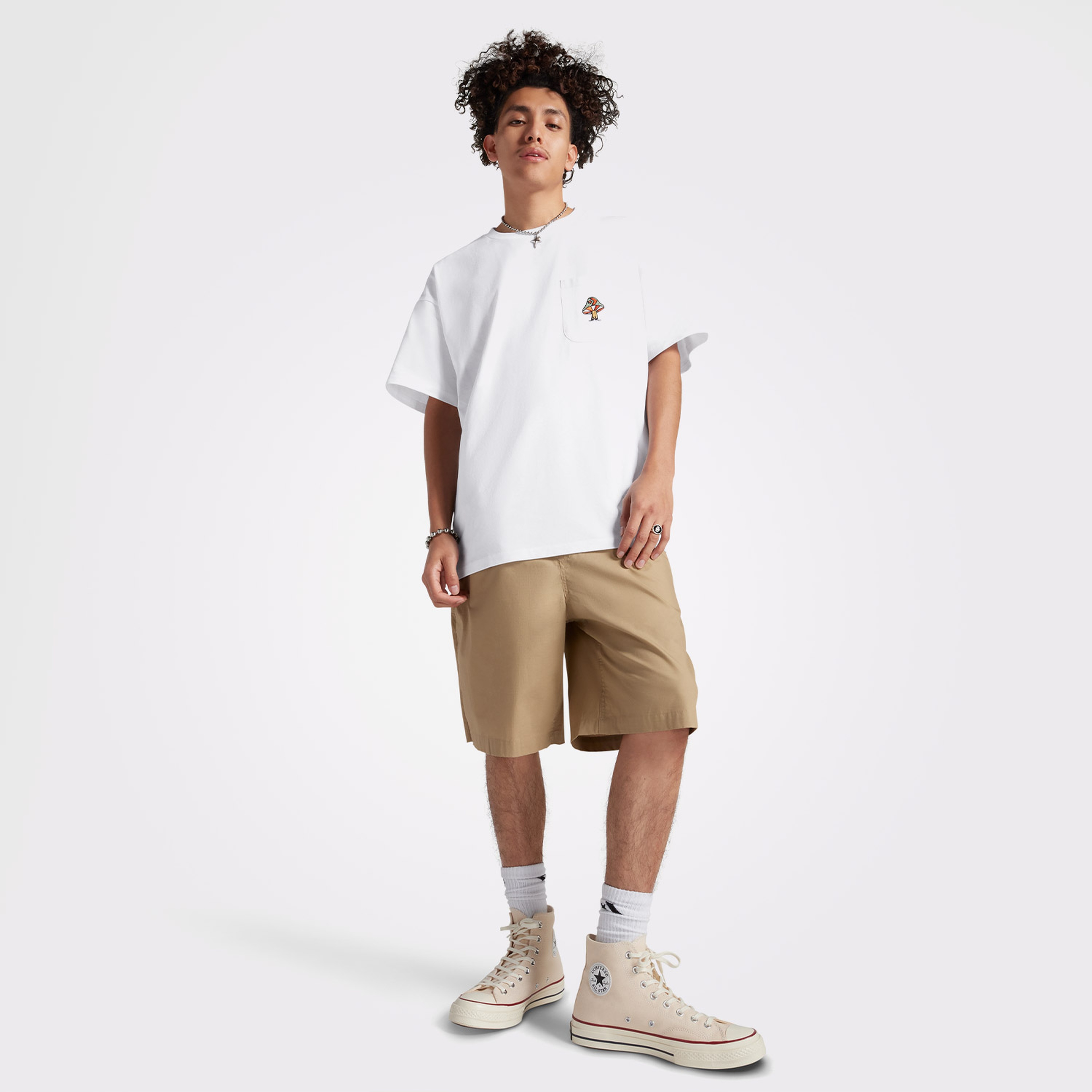 Converse Mushroom Oversize Fit Erkek Beyaz T-Shirt