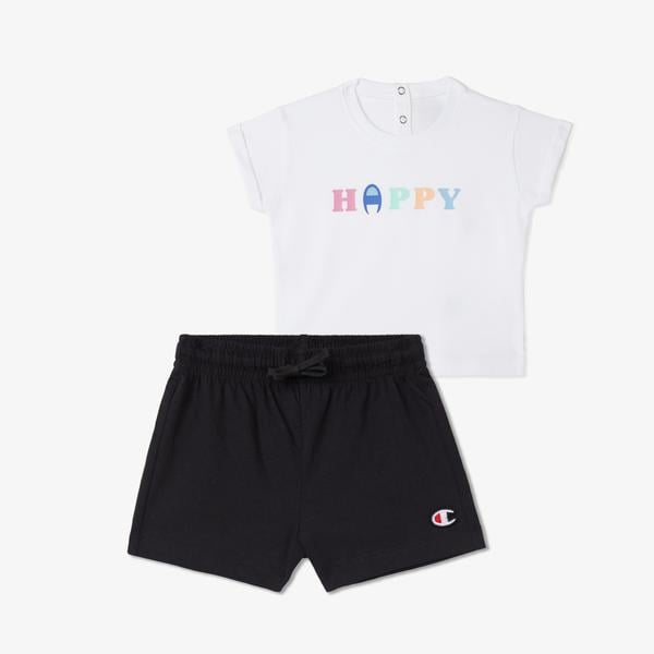 Champion Toddler Çocuk Beyaz/Siyah Eşofman Takımı