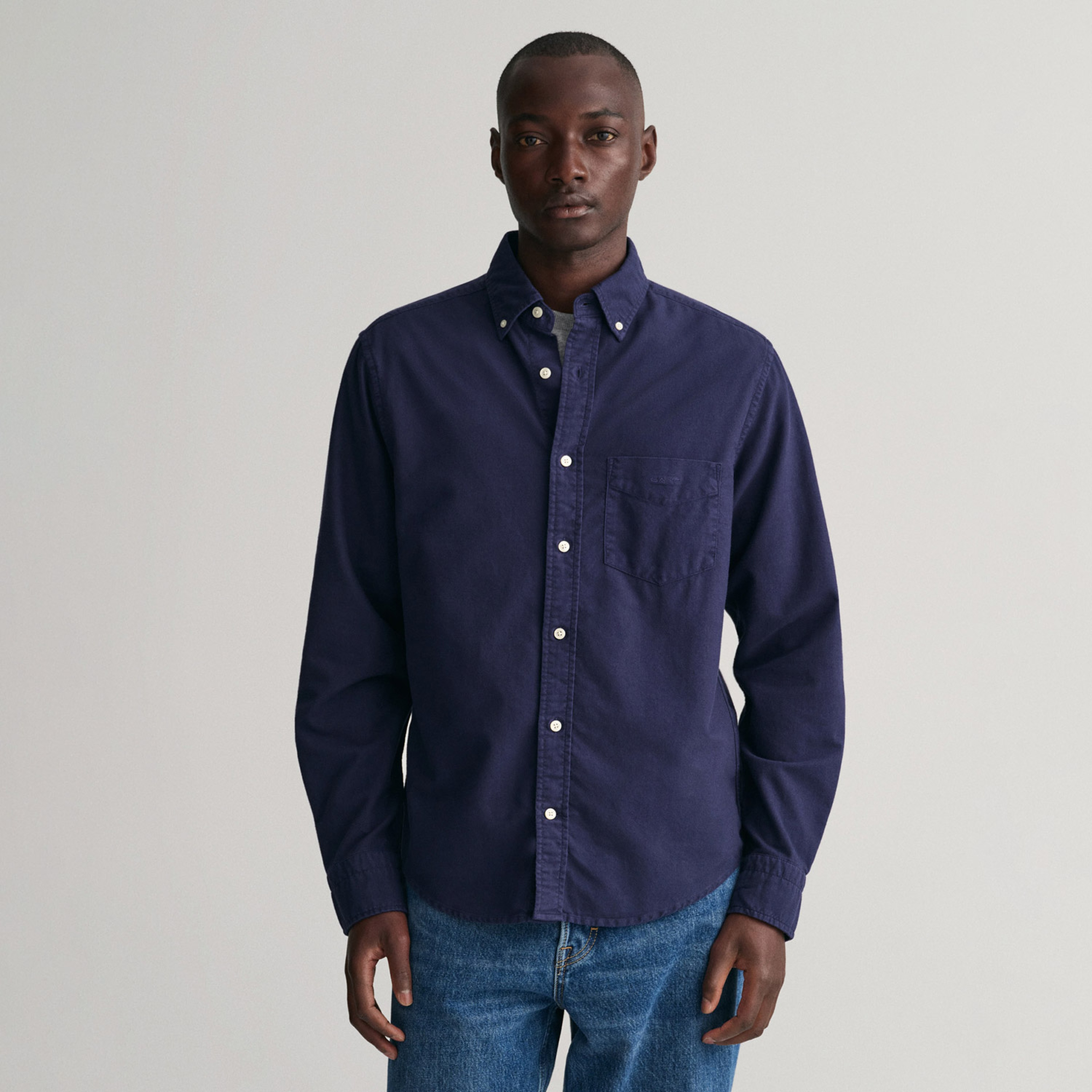 GANT Erkek Lacivert Regular Fit Düğmeli Yaka Gömlek