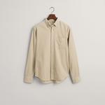 Gant Erkek Bej Regular Fit Düğmeli Yaka Kadife Gömlek