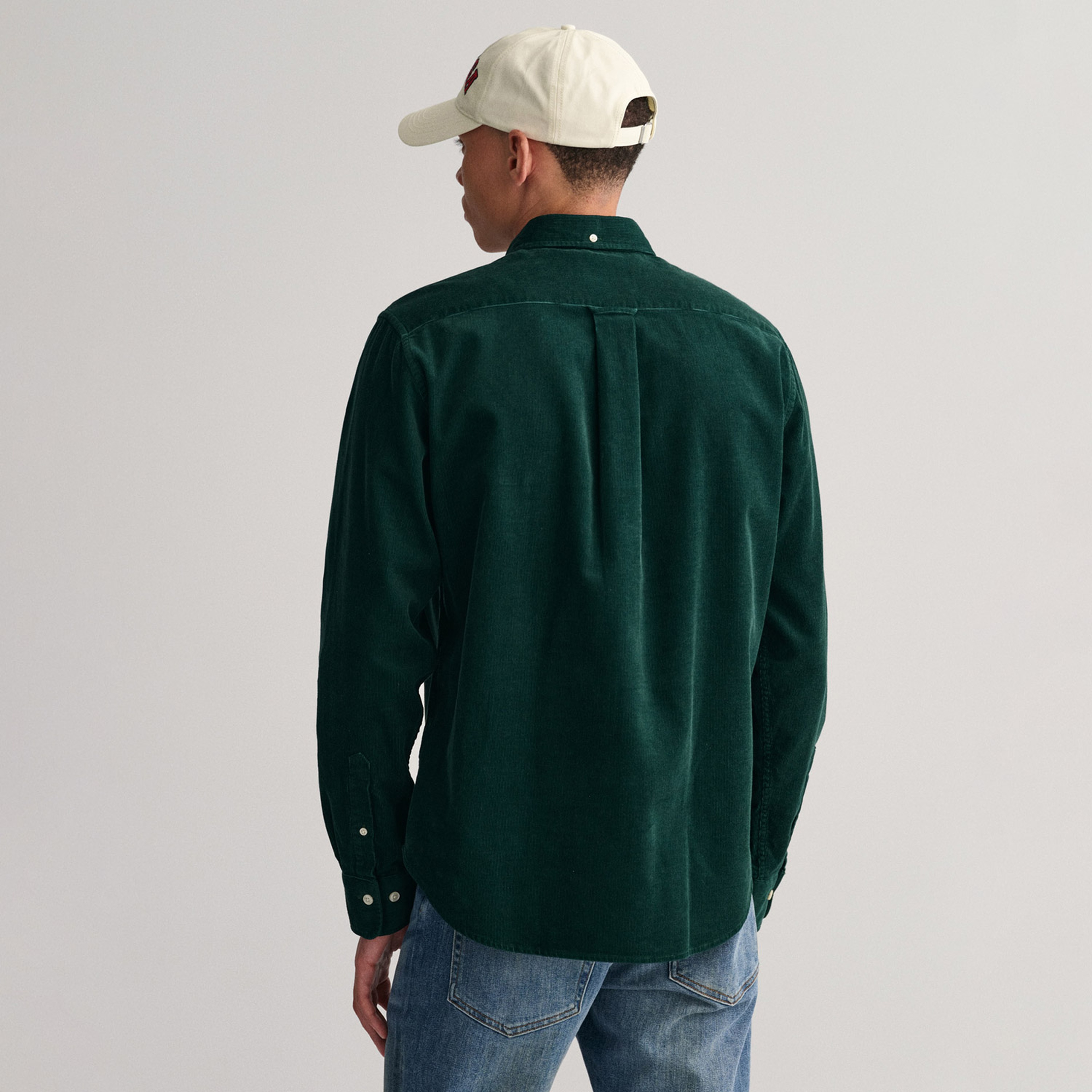 GANT Erkek Yeşil Regular Fit Düğmeli Yaka Kadife Gömlek