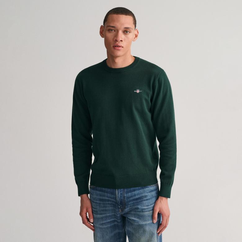 GANT Erkek Yeşil Regular Fit Bisiklet Yaka Kazak