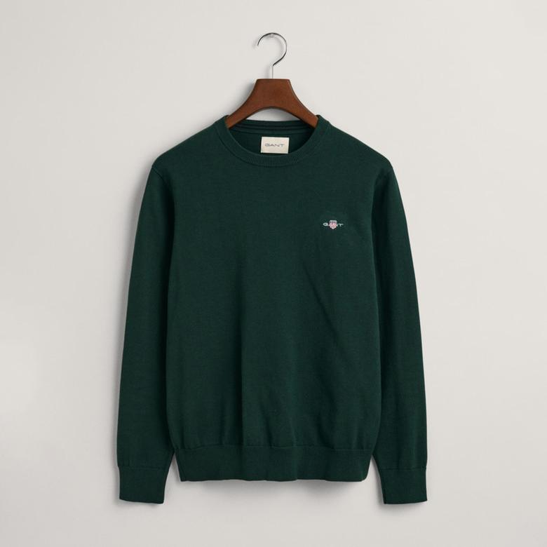 GANT Erkek Yeşil Regular Fit Bisiklet Yaka Kazak