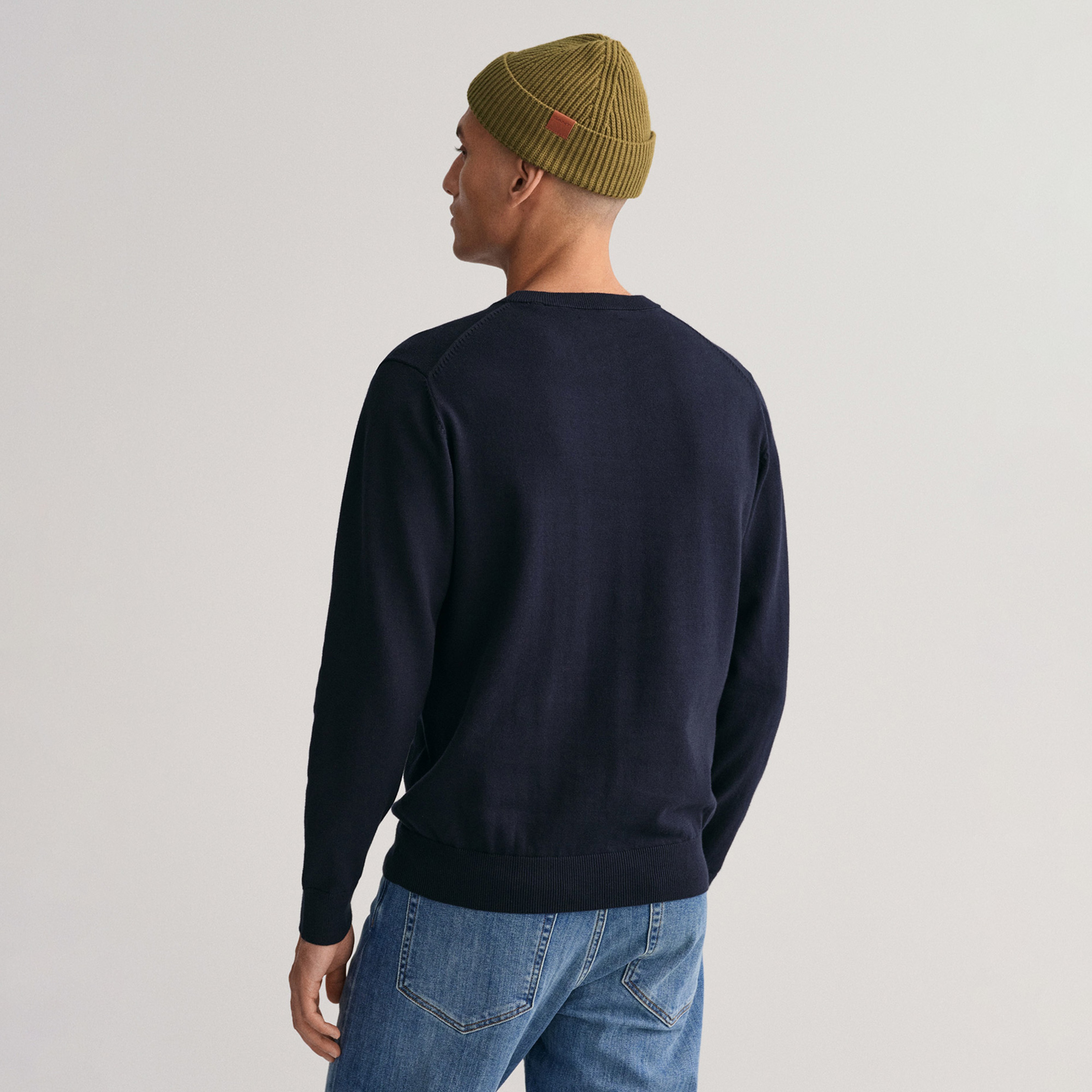 GANT Erkek Lacivert Regular Fit Bisiklet Yaka Kazak