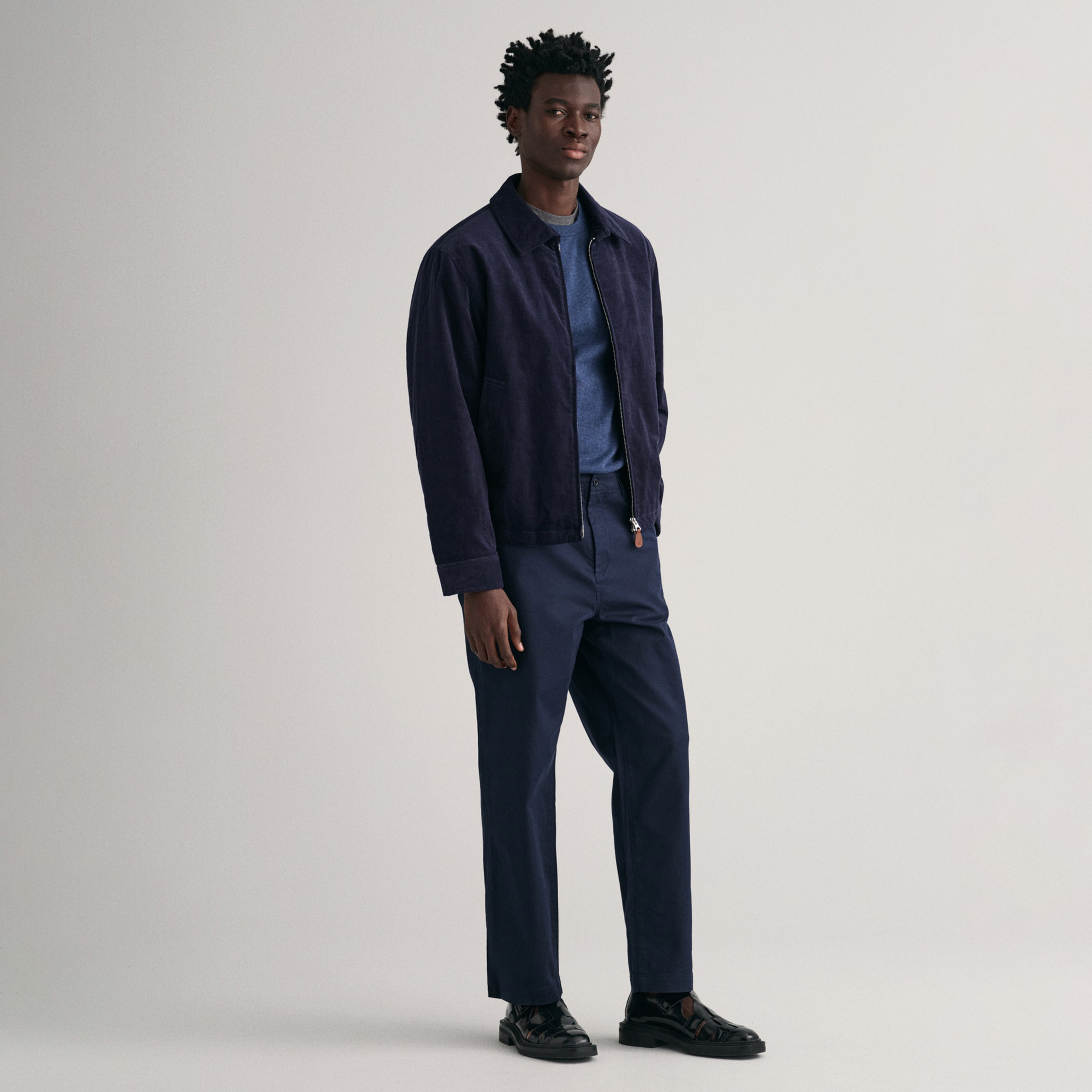 GANT Erkek Lacivert Regular Fit Bisiklet Yaka Kazak