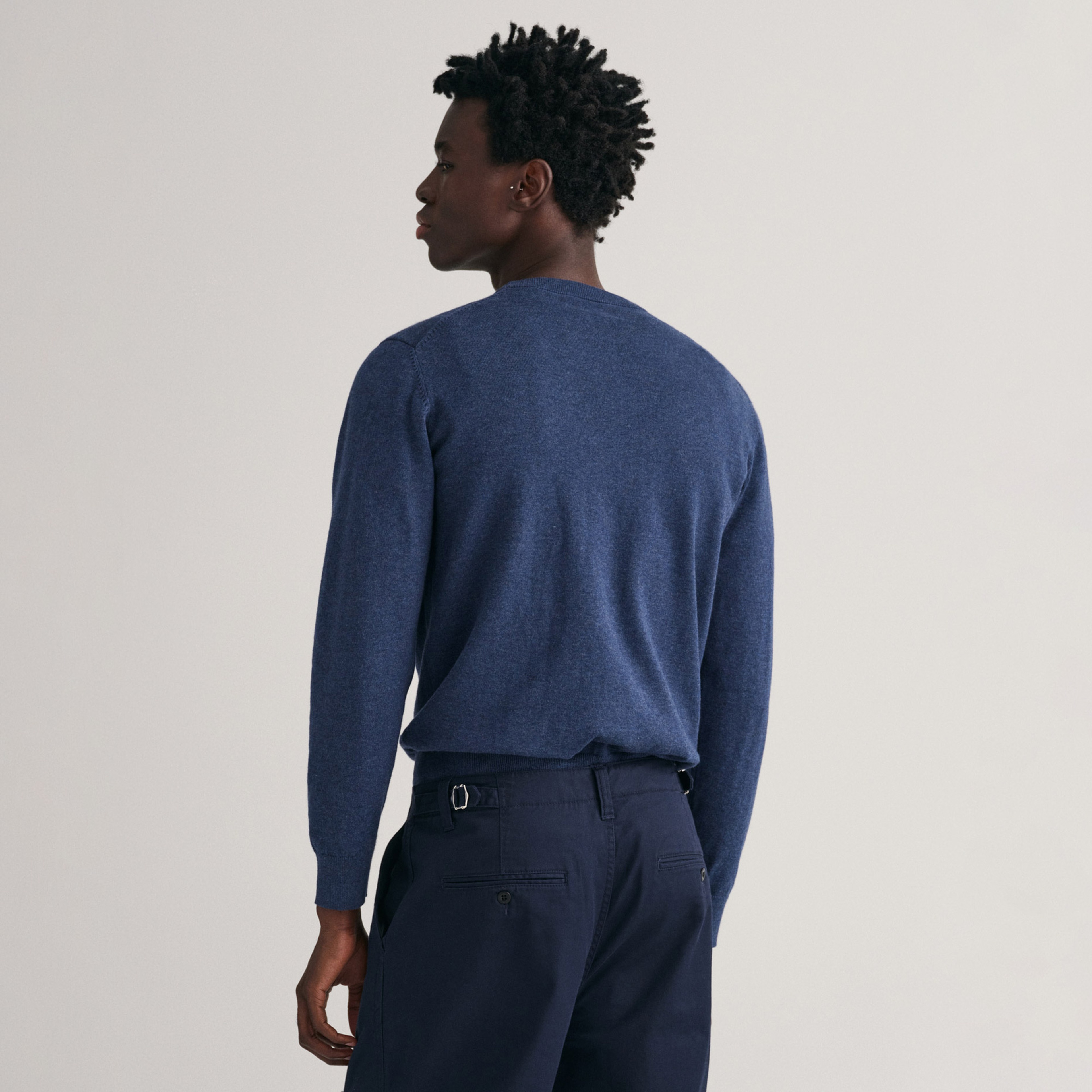 GANT Erkek Lacivert Regular Fit Bisiklet Yaka Kazak