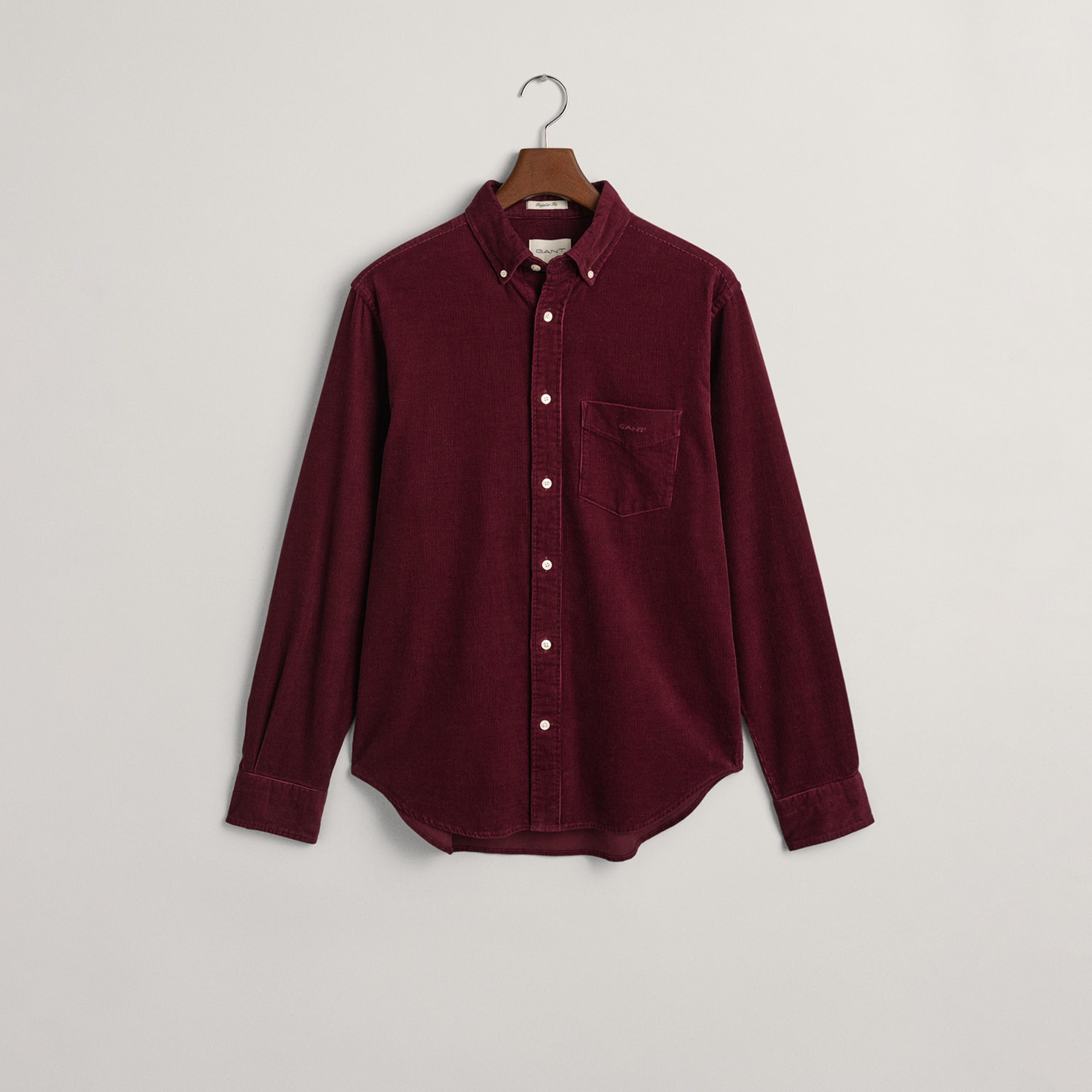 GANT Erkek Bordo Regular Fit Düğmeli Yaka Kadife Gömlek