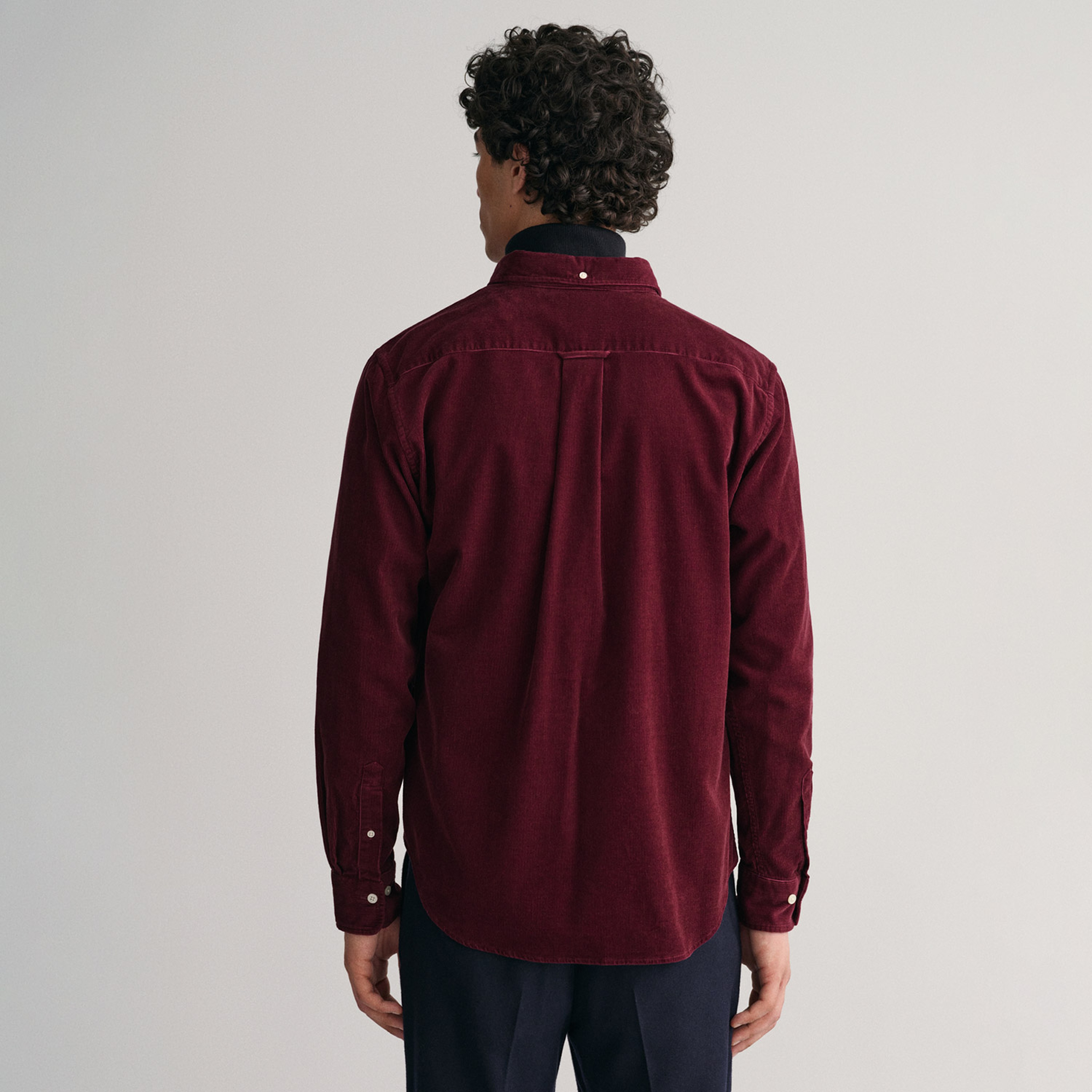 GANT Erkek Bordo Regular Fit Düğmeli Yaka Kadife Gömlek
