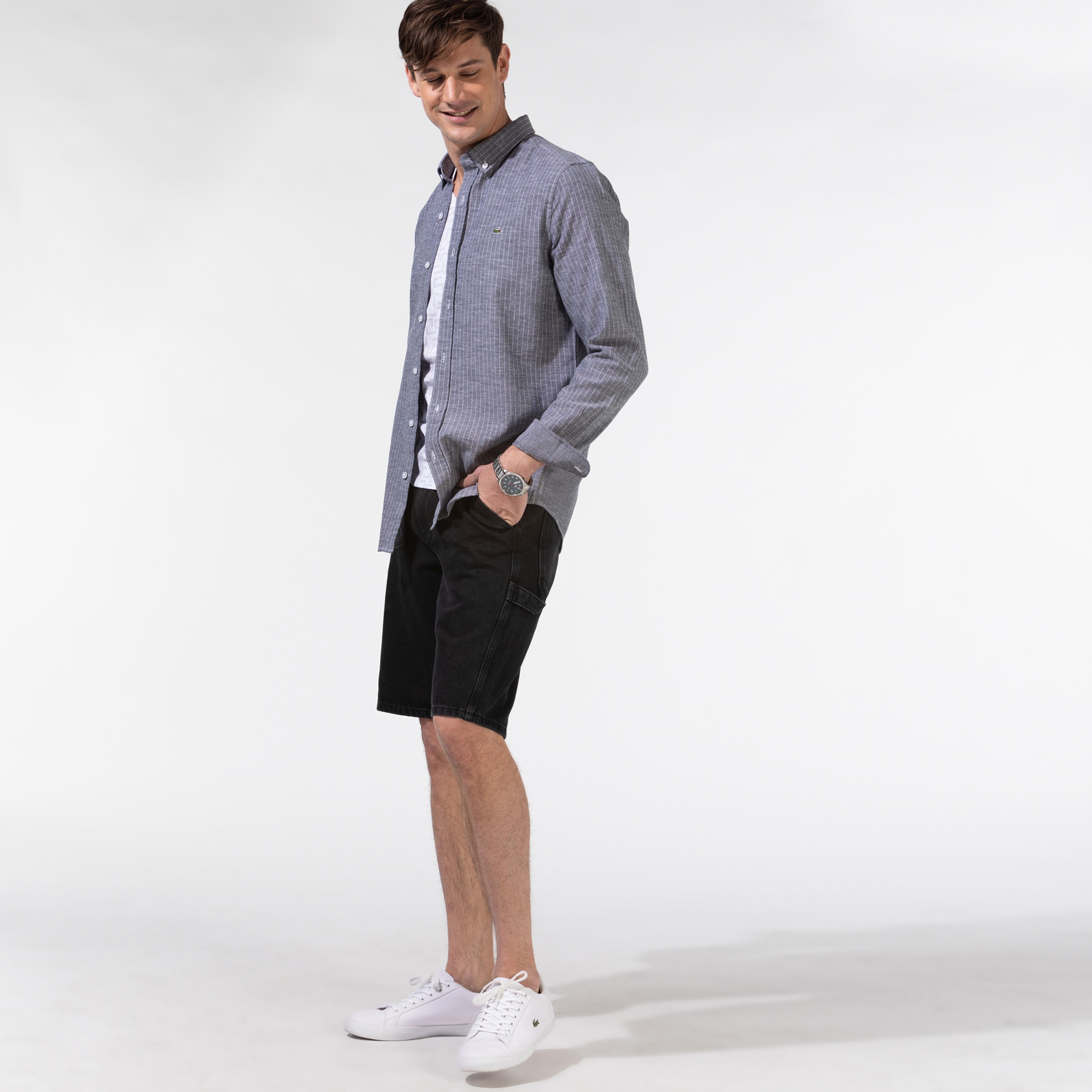 Lacoste L!ve Erkek Siyah Denim Bermuda Şort