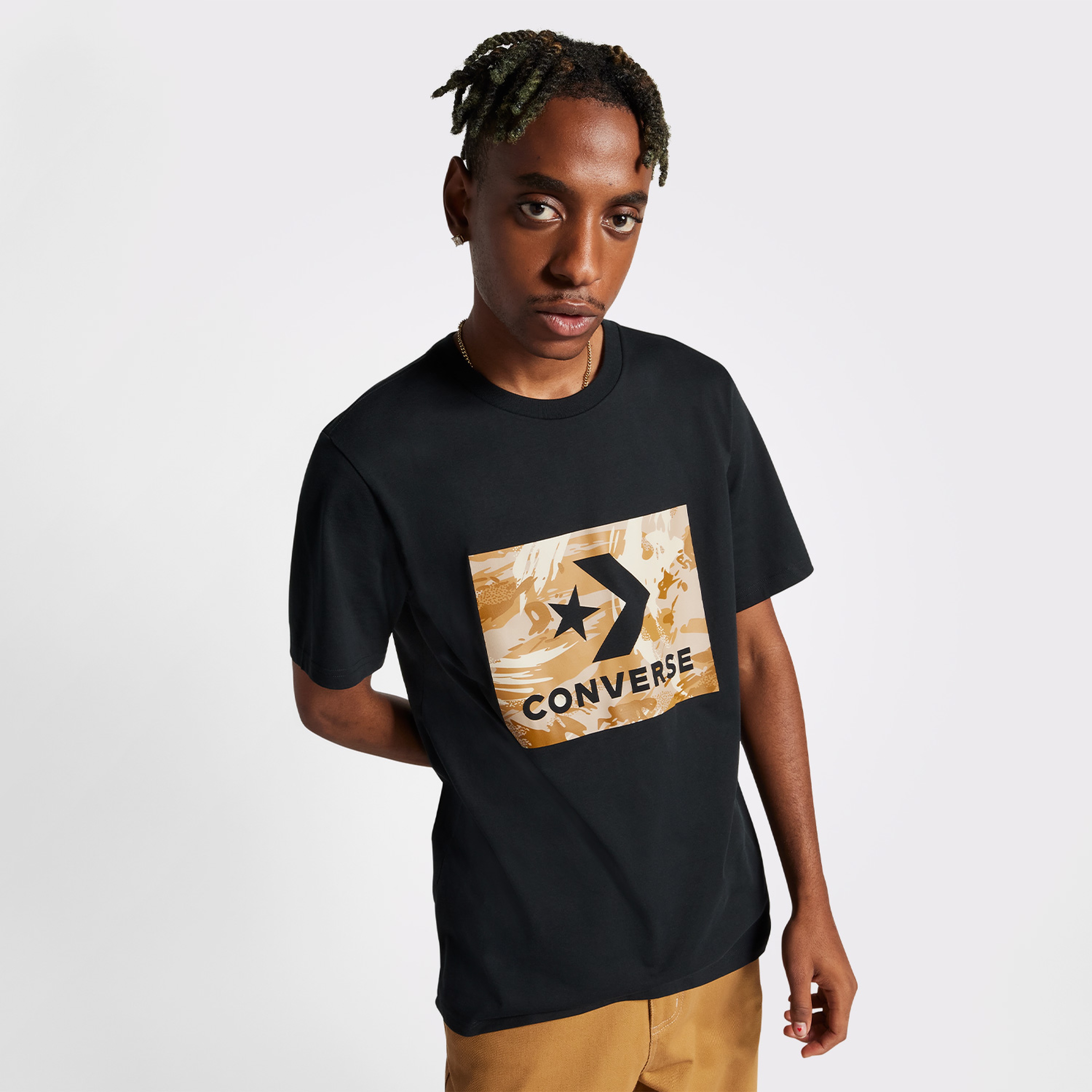 Converse Star Chevron Camo Erkek Siyah T-Shirt