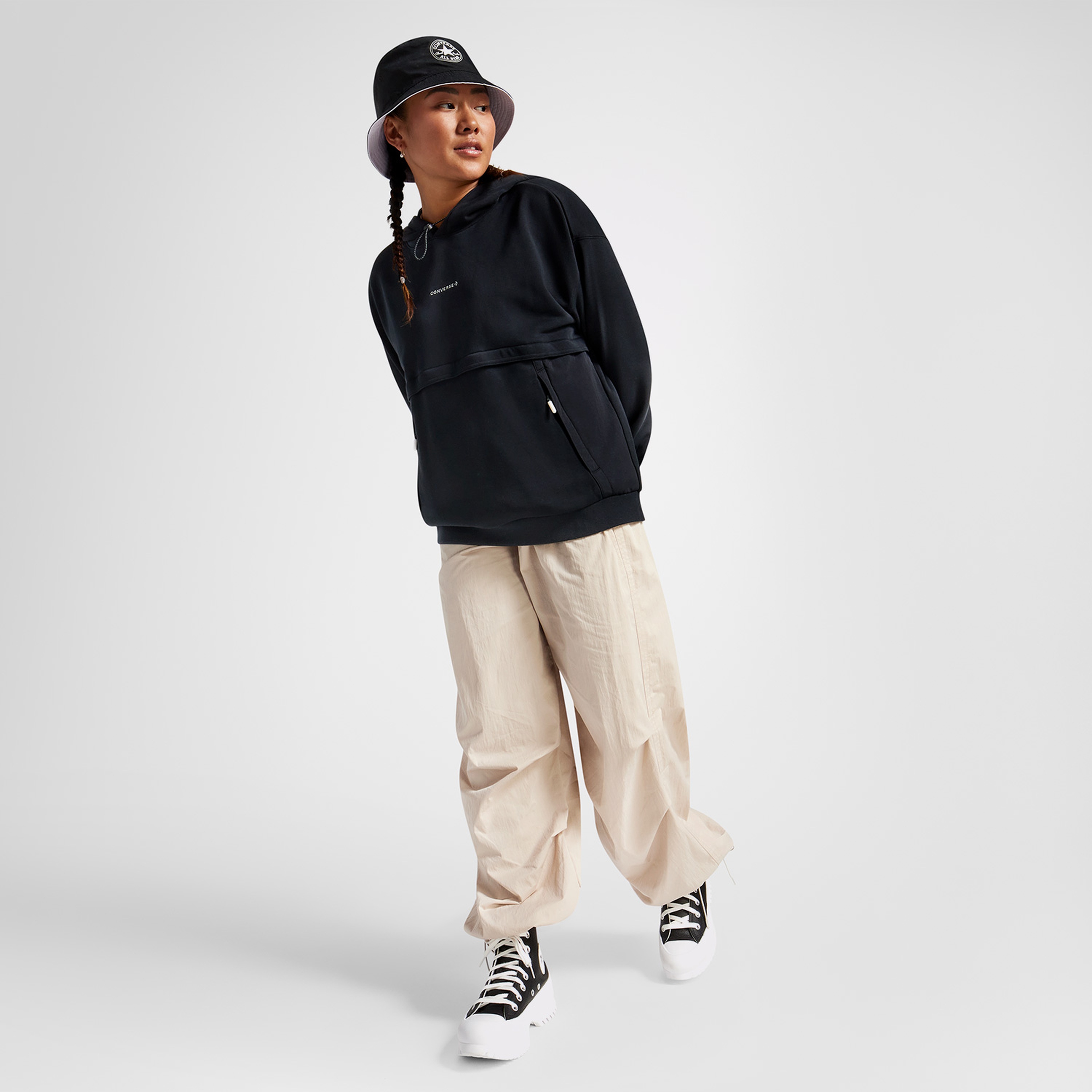 Converse Wordmark Pullover Kadın Siyah Hoodie