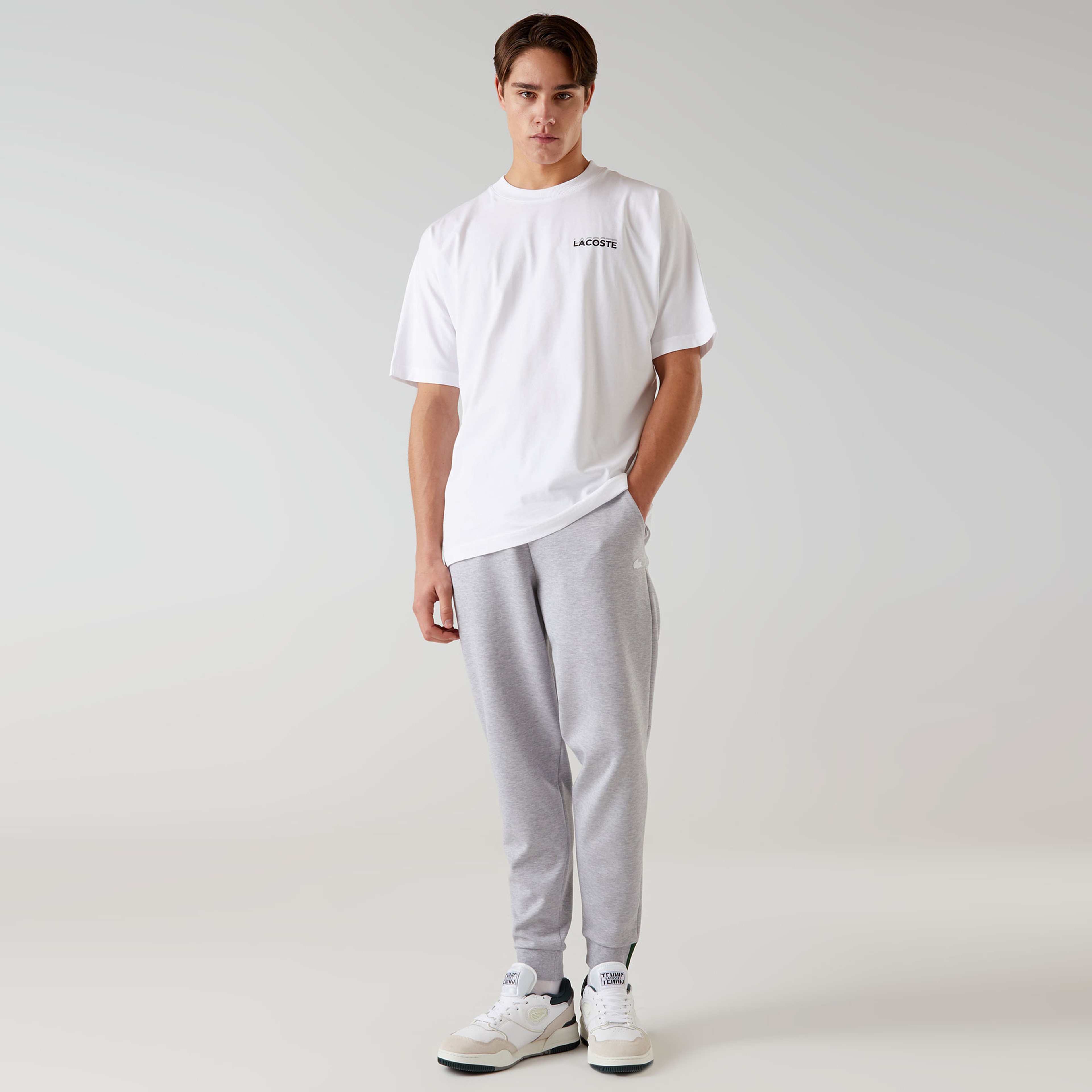 Lacoste Bisiklet Yaka Baskılı Erkek Beyaz T-Shirt