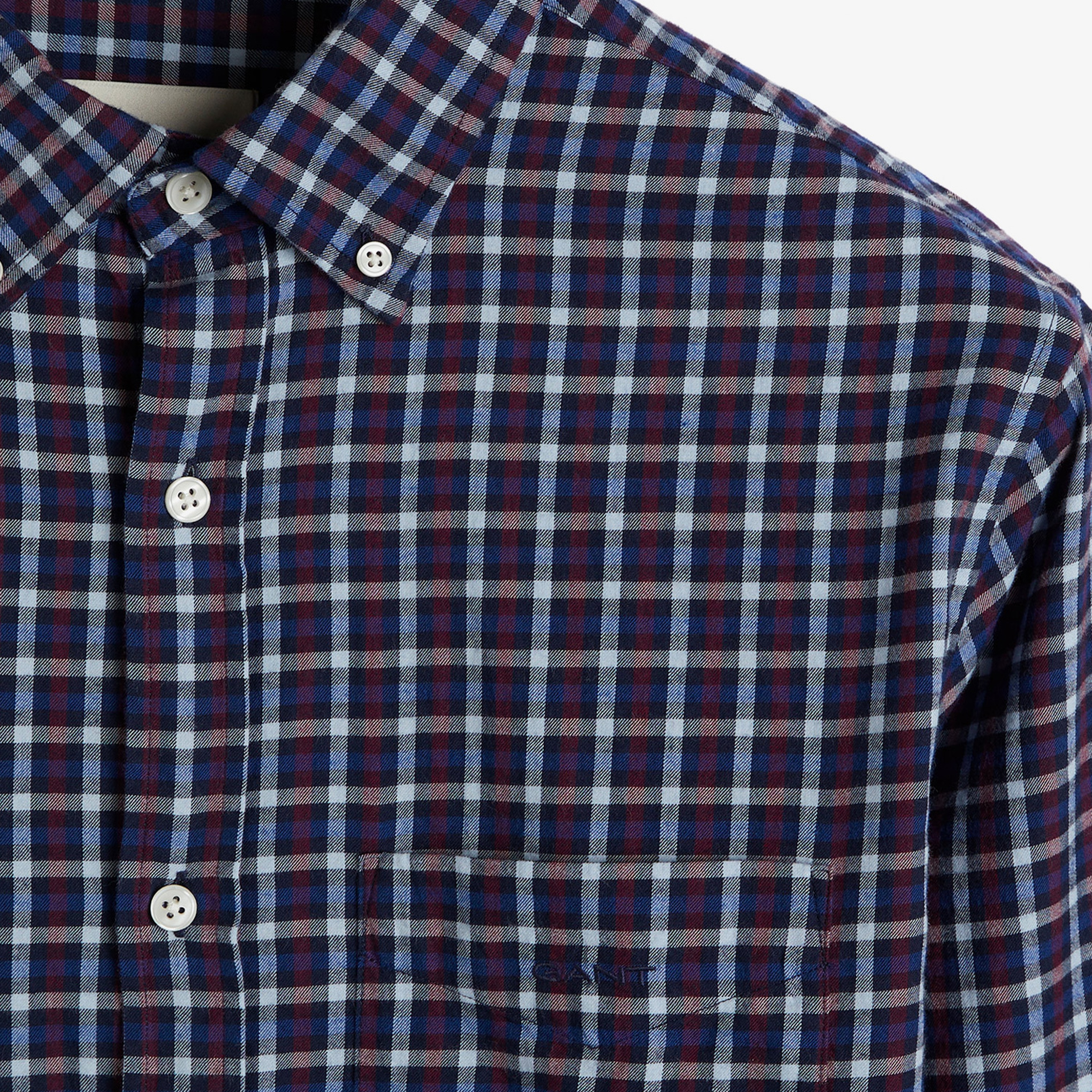 GANT Erkek Lacivert Regular Fit Düğmeli Yaka Kareli Gömlek