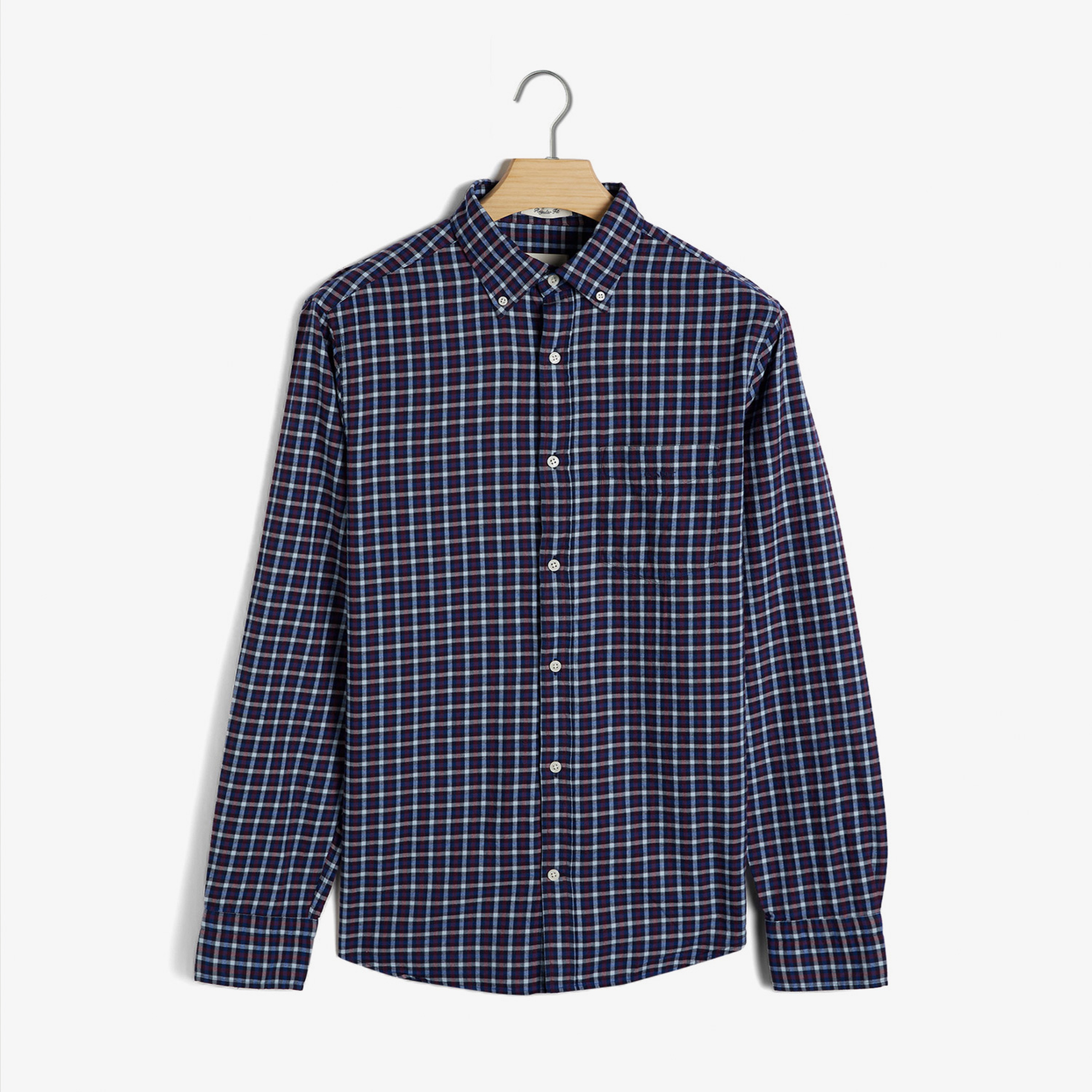 GANT Erkek Lacivert Regular Fit Düğmeli Yaka Kareli Gömlek
