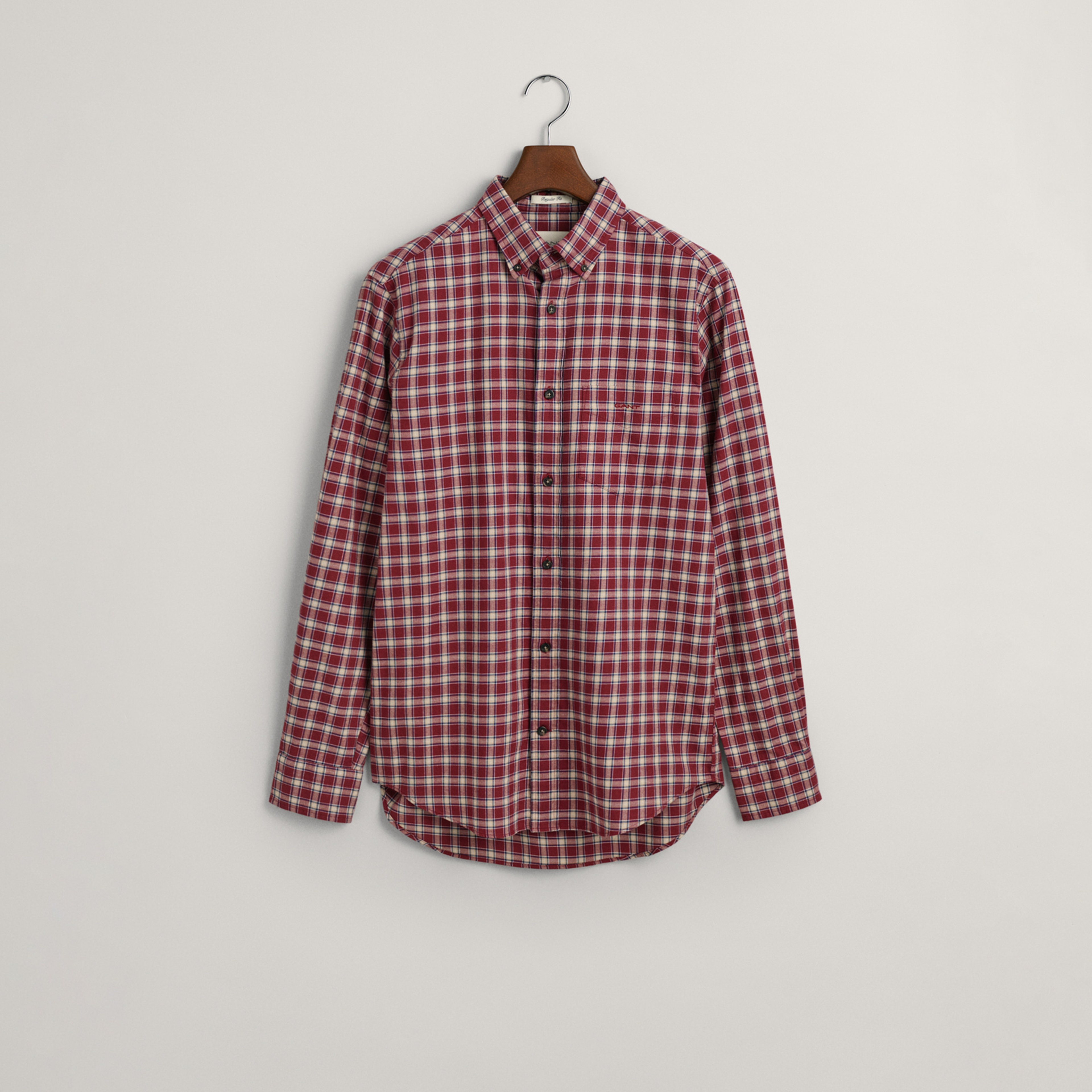 GANT Erkek Bordo Regular Fit Düğmeli Yaka Kareli Gömlek