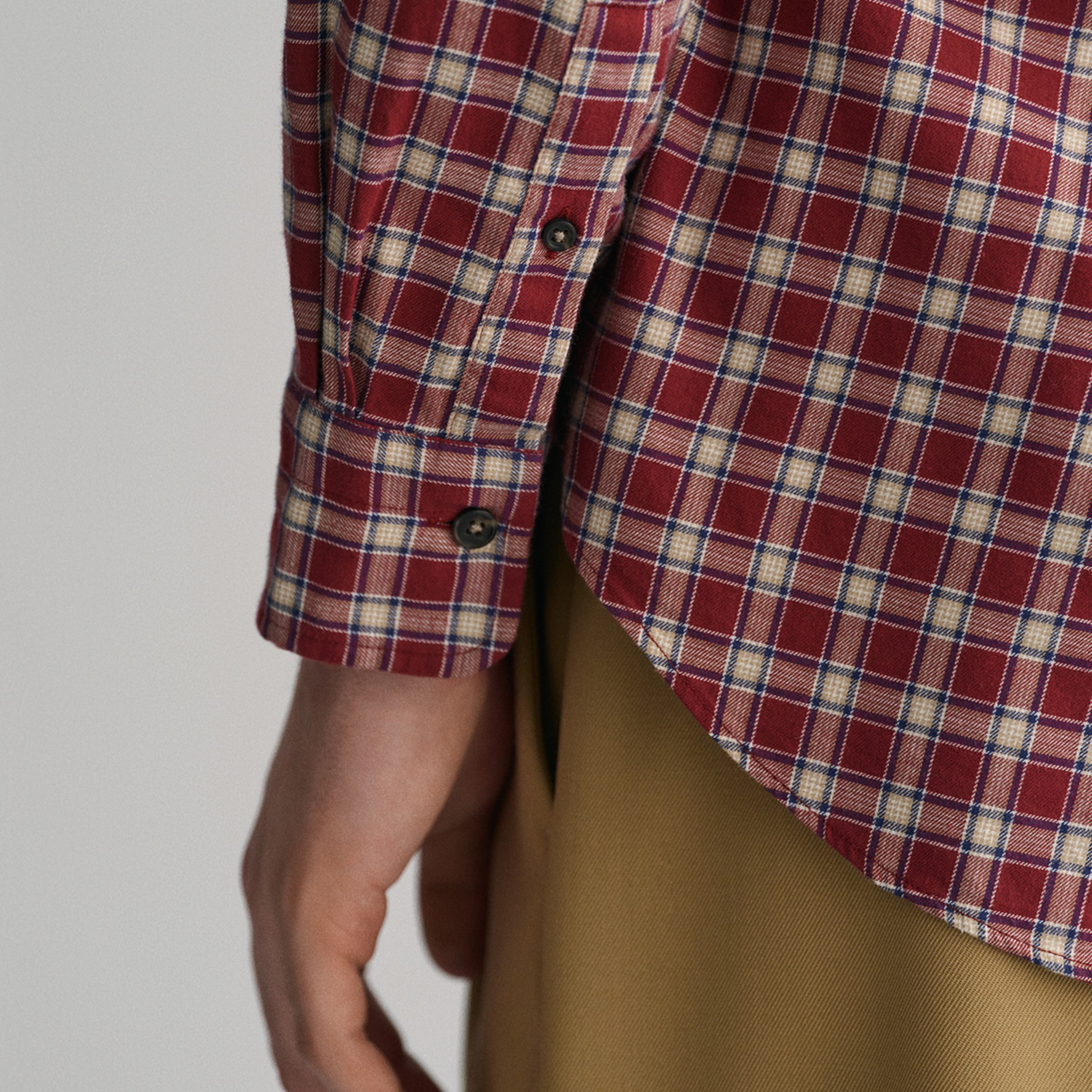 GANT Erkek Bordo Regular Fit Düğmeli Yaka Kareli Gömlek