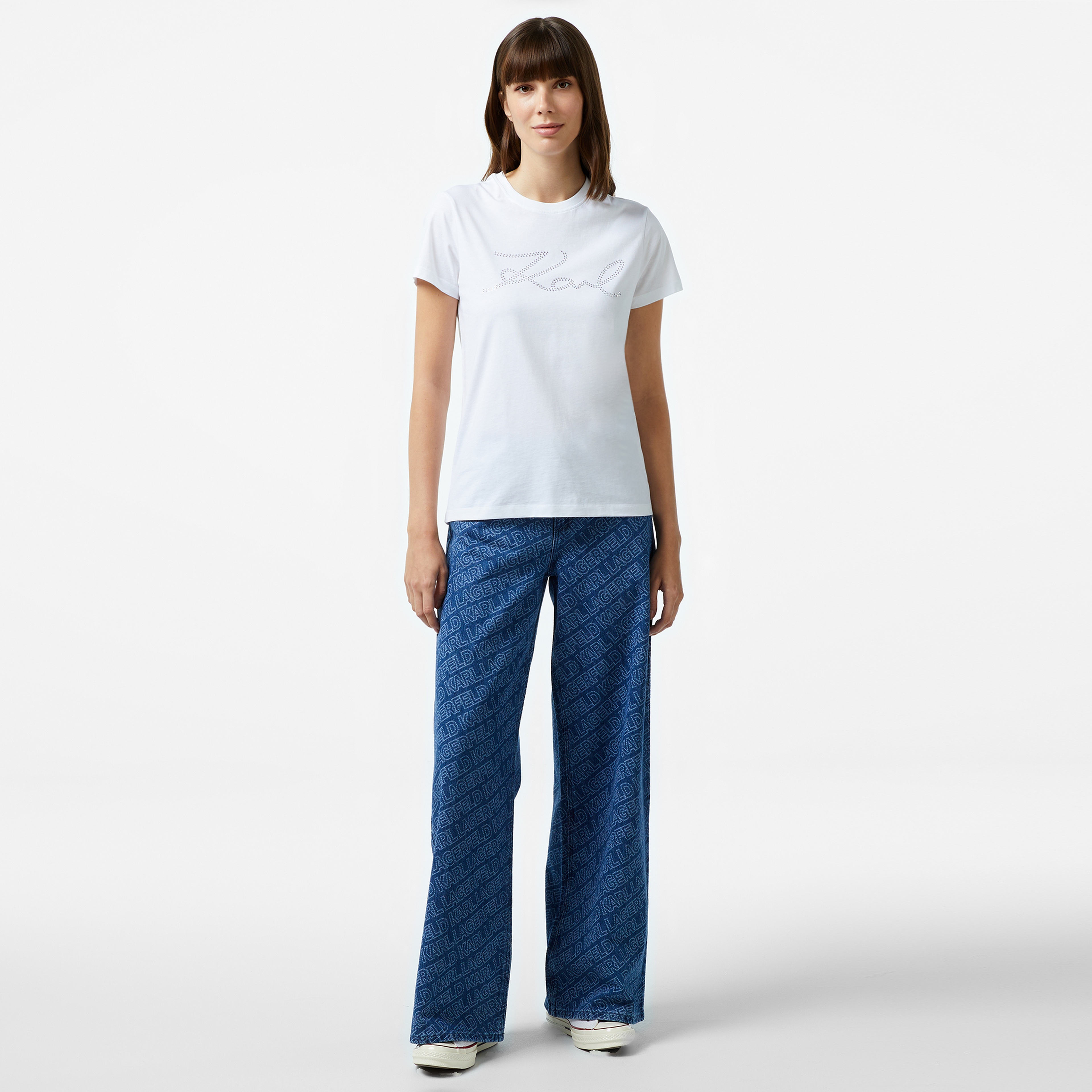 Karl Lagerfeld Kadın Beyaz T-Shirt