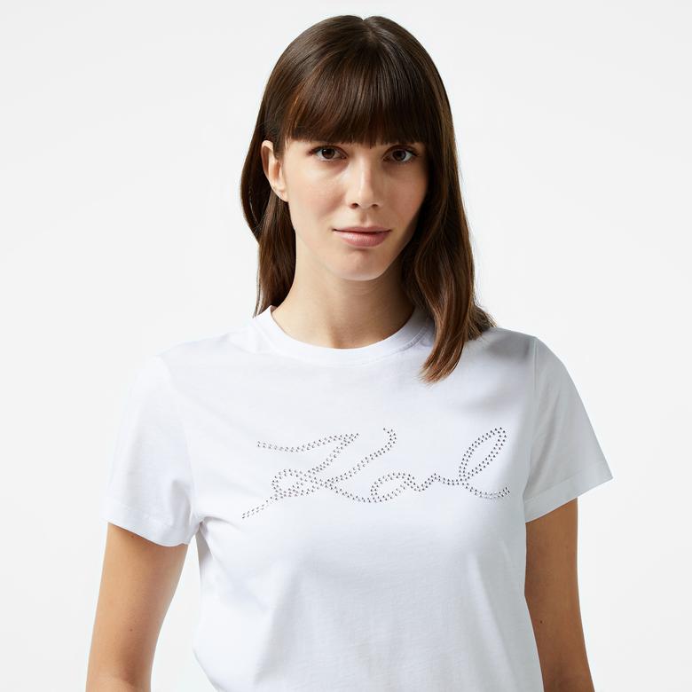 Karl Lagerfeld Kadın Beyaz T-Shirt