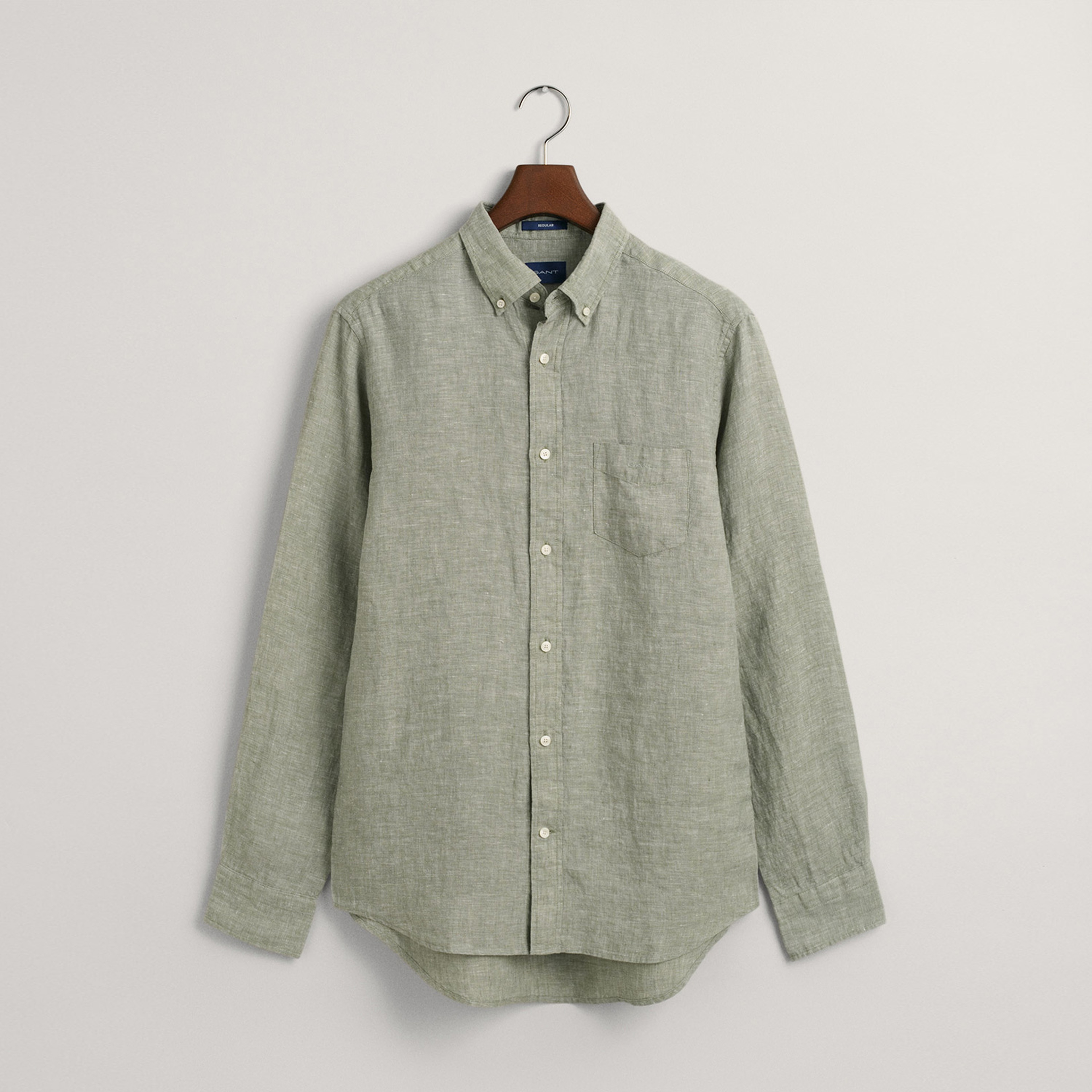 GANT Erkek Yeşil Regular Fit Keten Gömlek