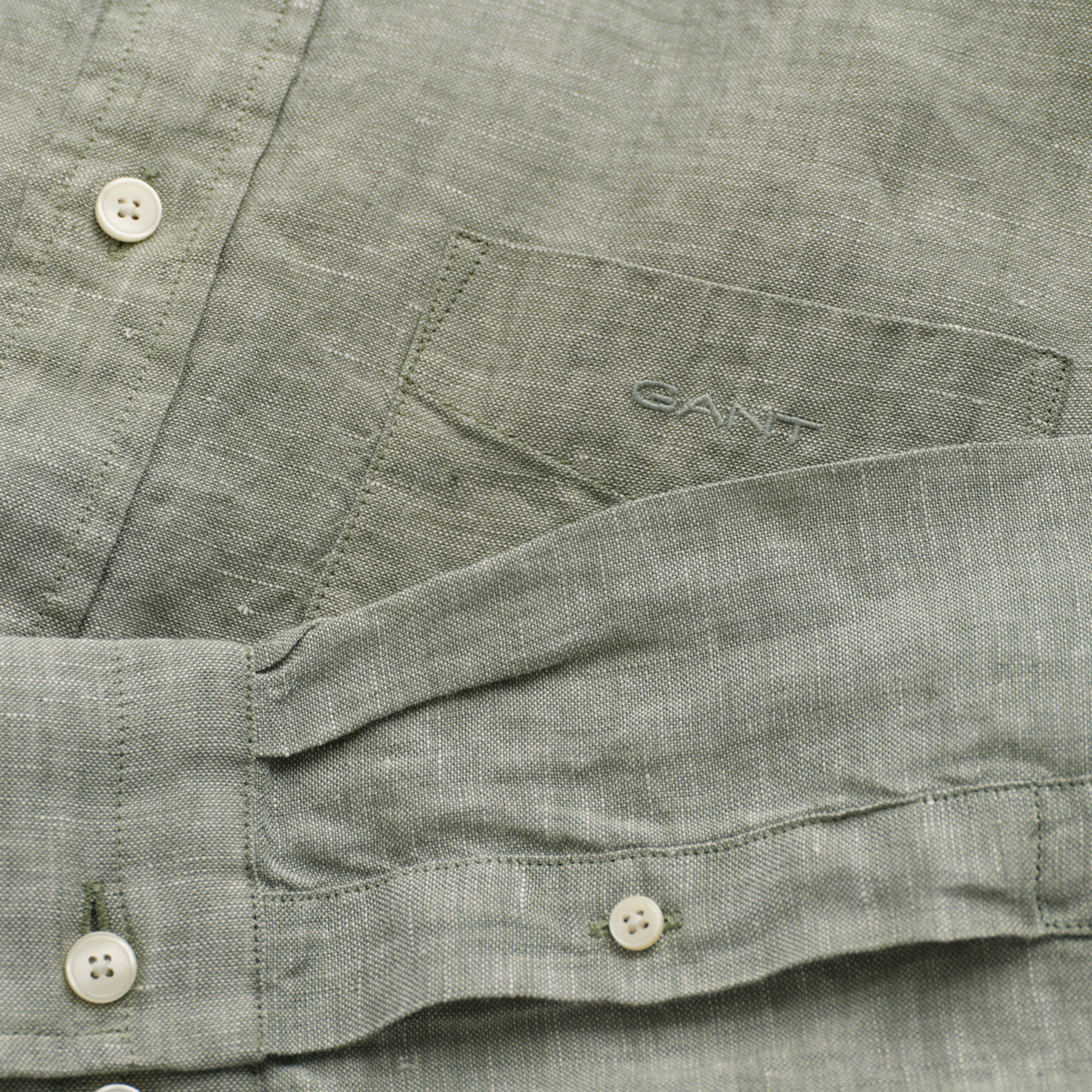 GANT Erkek Yeşil Regular Fit Keten Gömlek