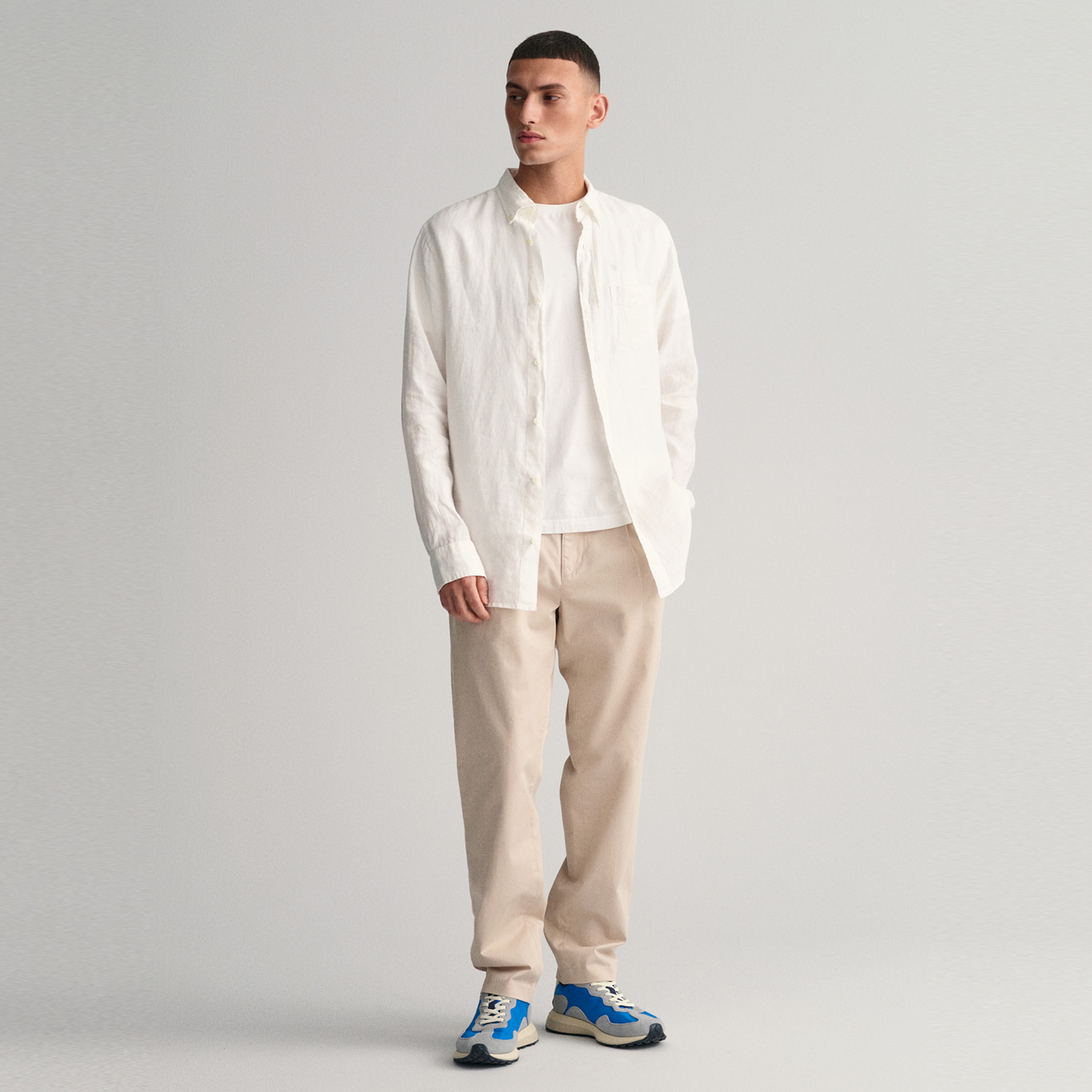 GANT Erkek Beyaz Regular Fit Keten Gömlek