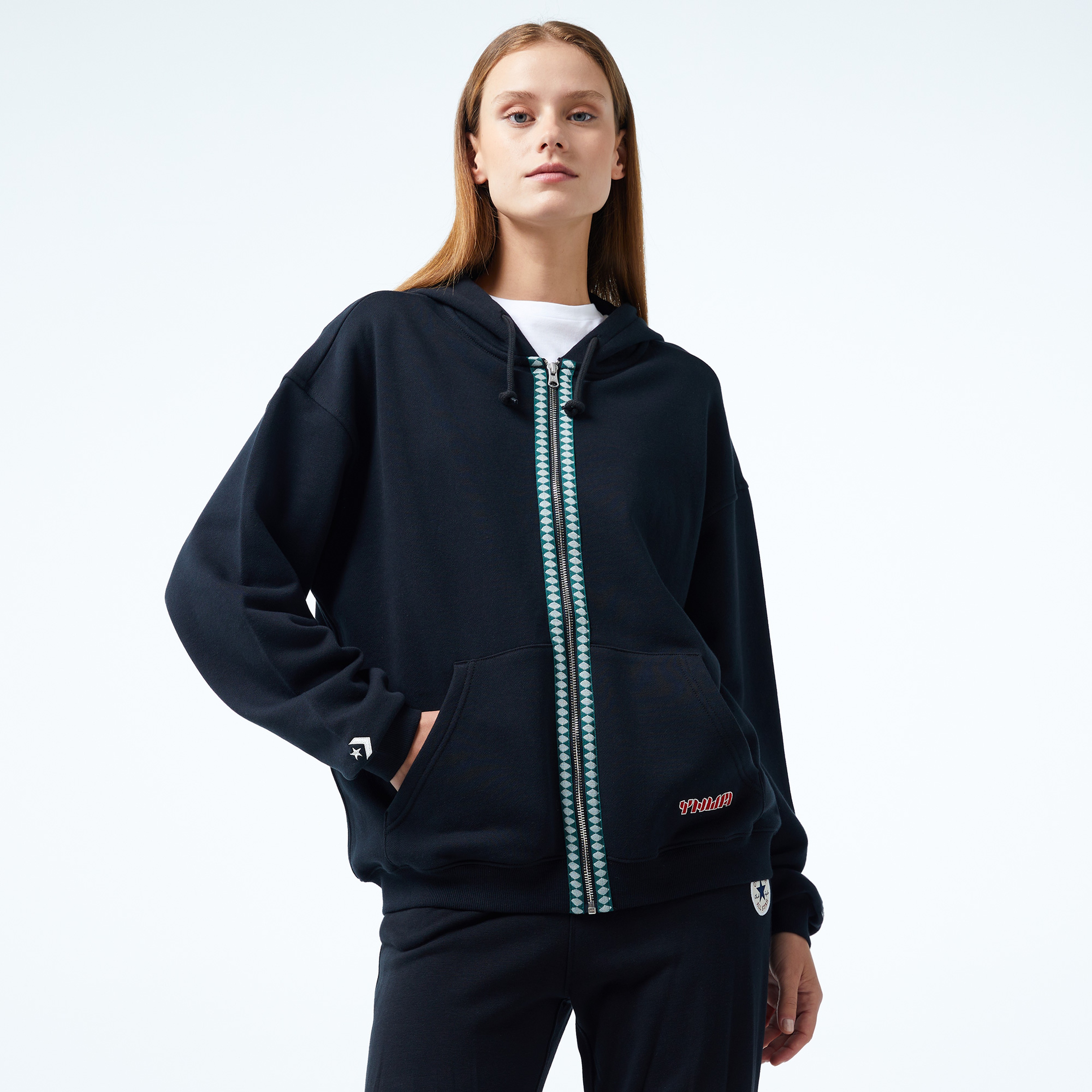 Converse x LFC Fermuarlı Unisex Siyah Hoodie