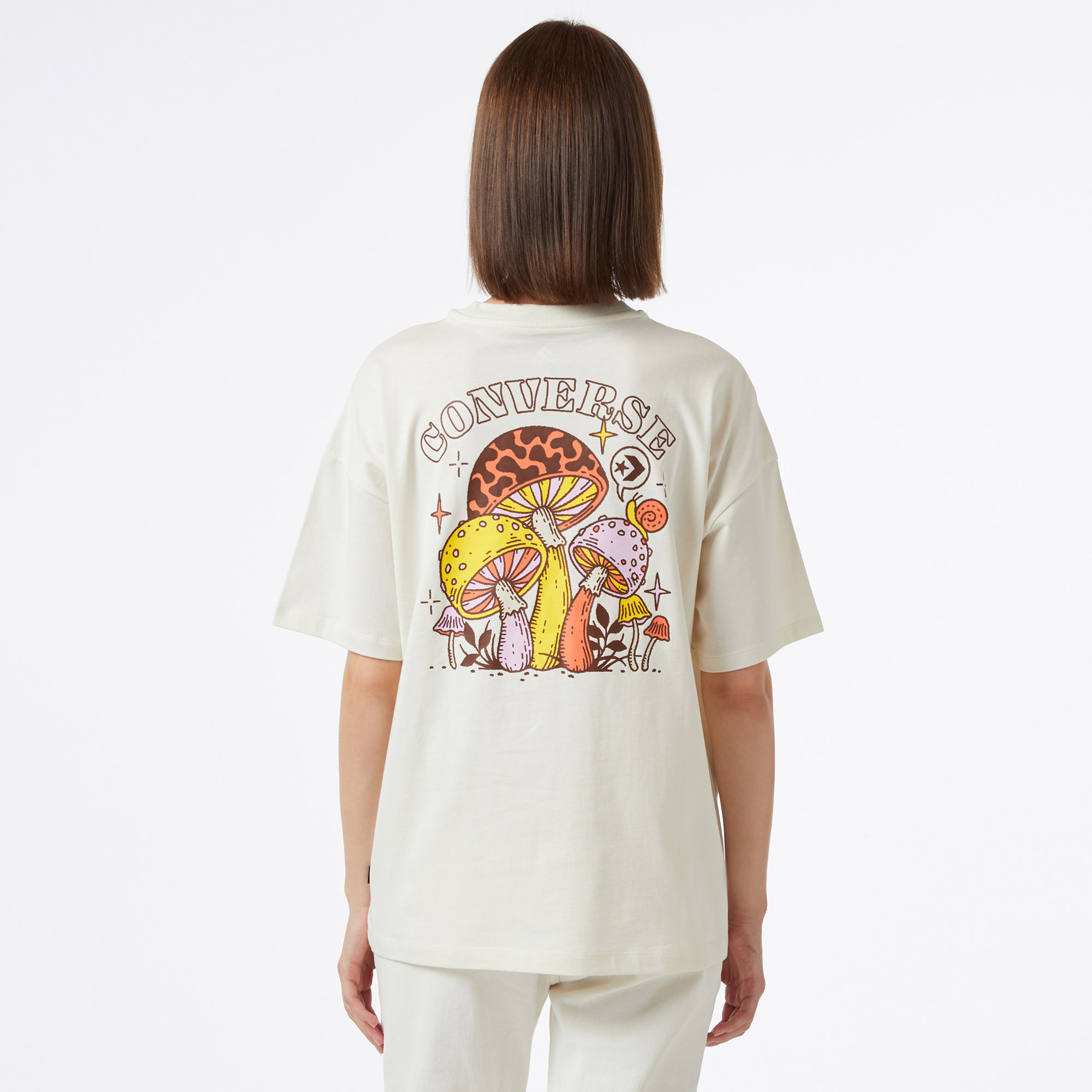 Converse Mushroom Graphic Oversize Fit Kadın Siyah T-Shirt