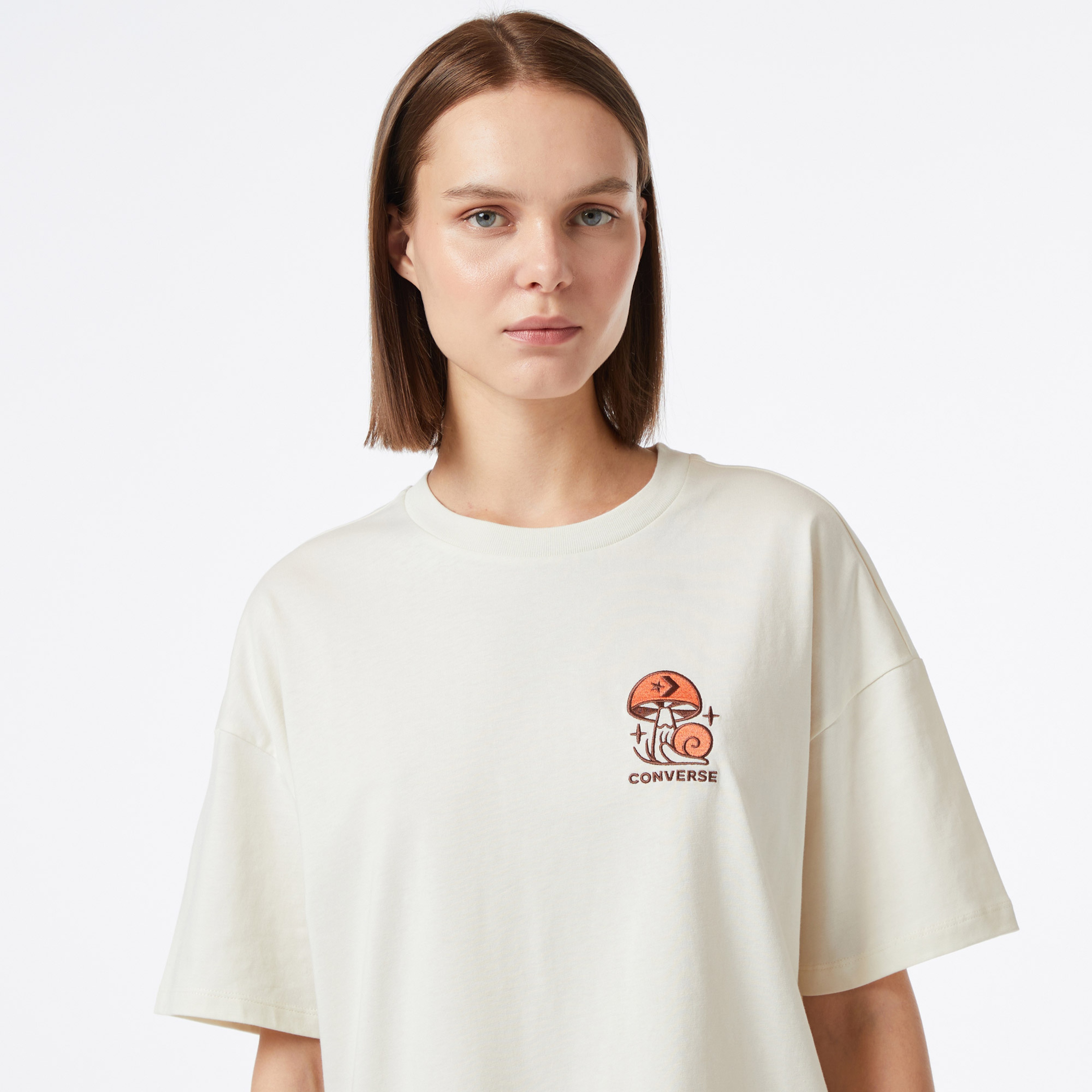 Converse Mushroom Graphic Oversize Fit Kadın Siyah T-Shirt