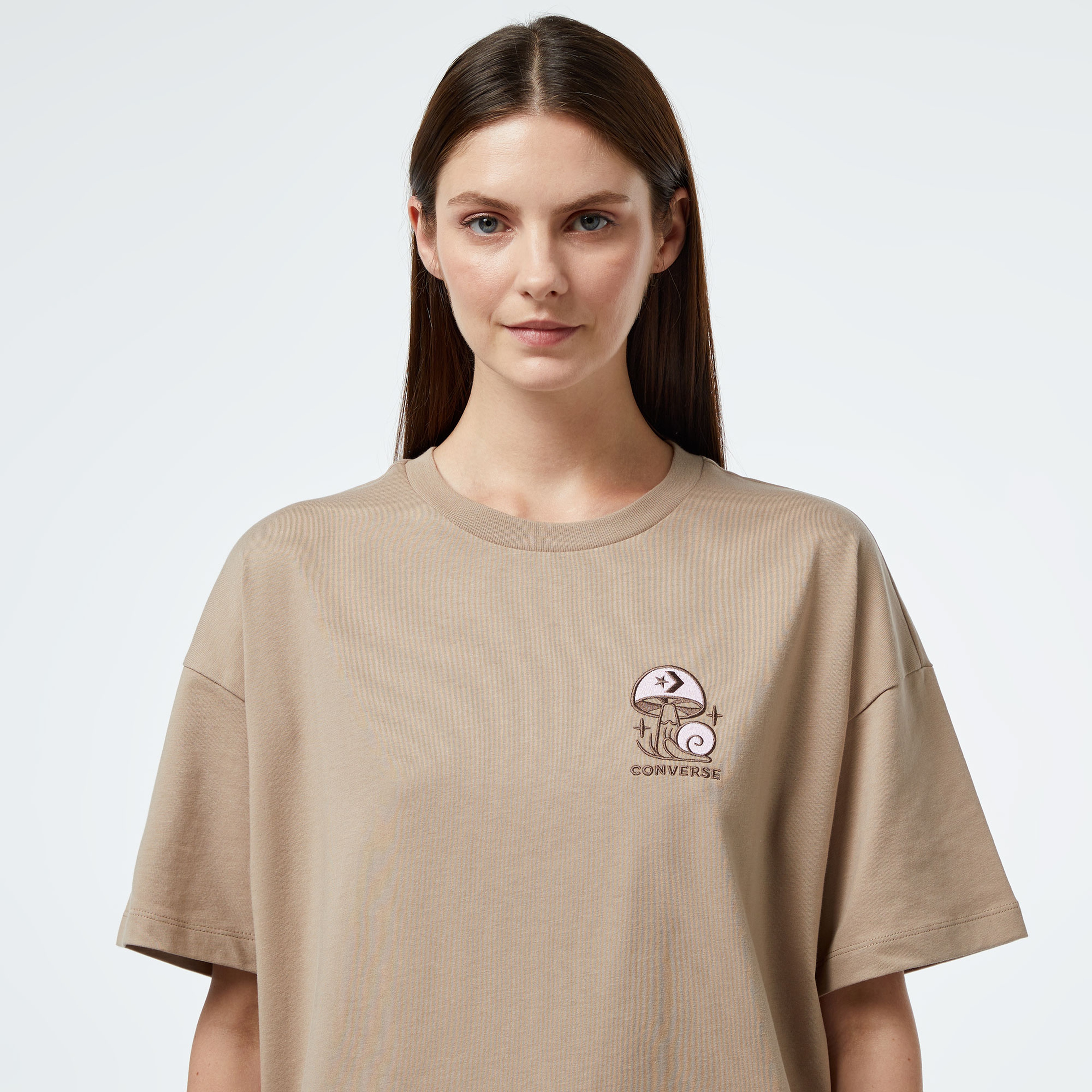Converse Mushroom Graphic Oversize Fit Kadın Siyah T-Shirt