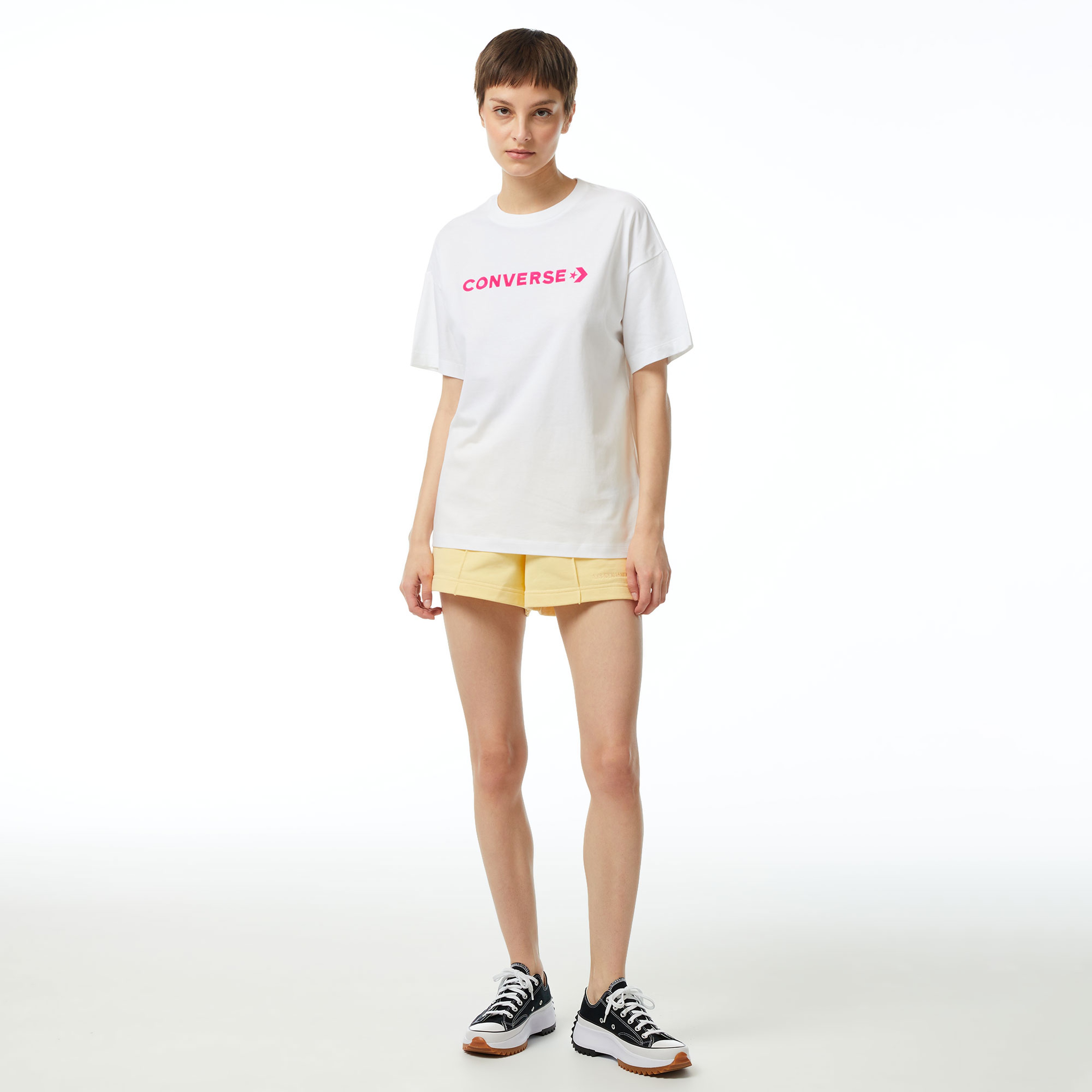 Converse Wordmark Oversize Fit Kadın Beyaz T-Shirt