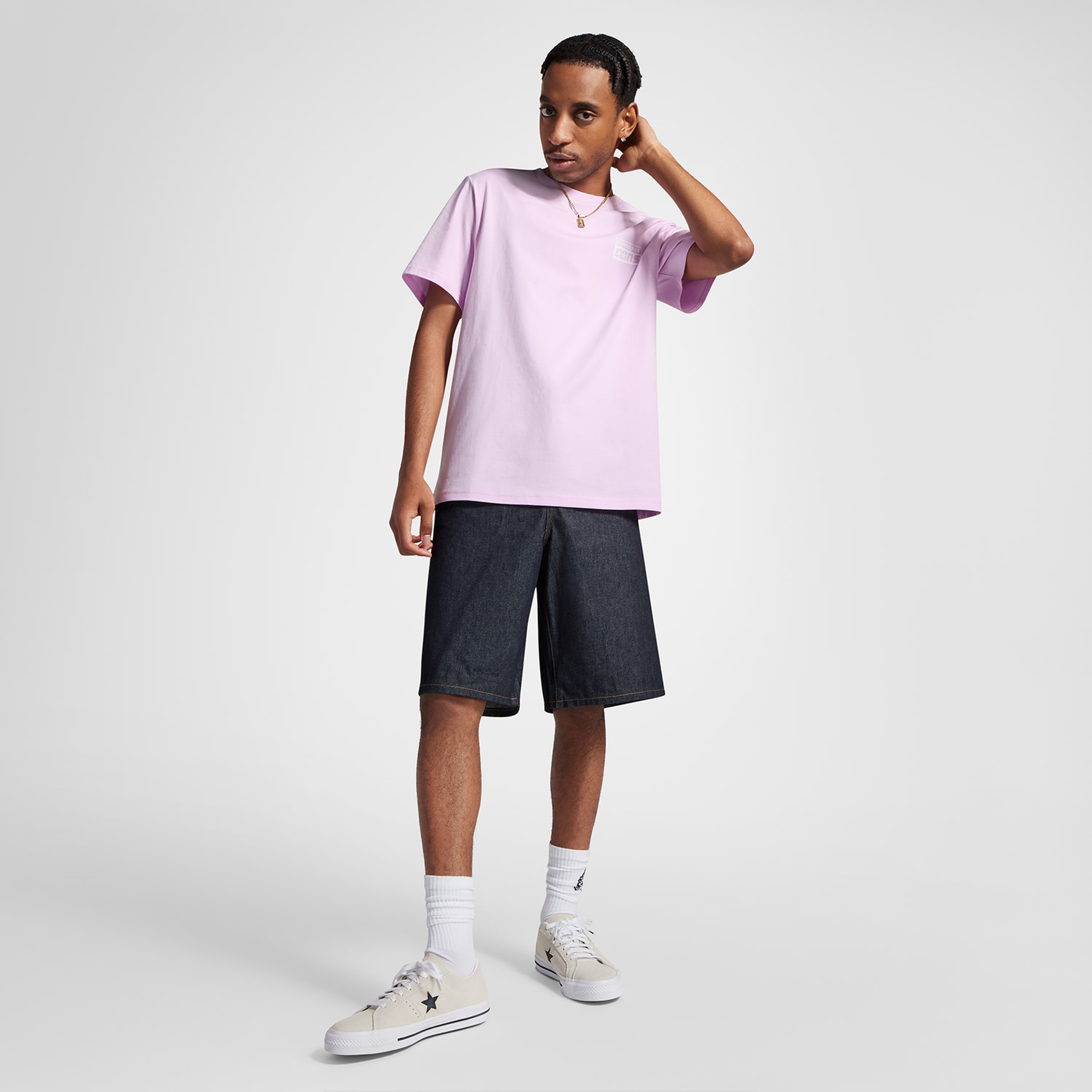 Converse CONS Grafik Baskılı Erkek Lila T-Shirt