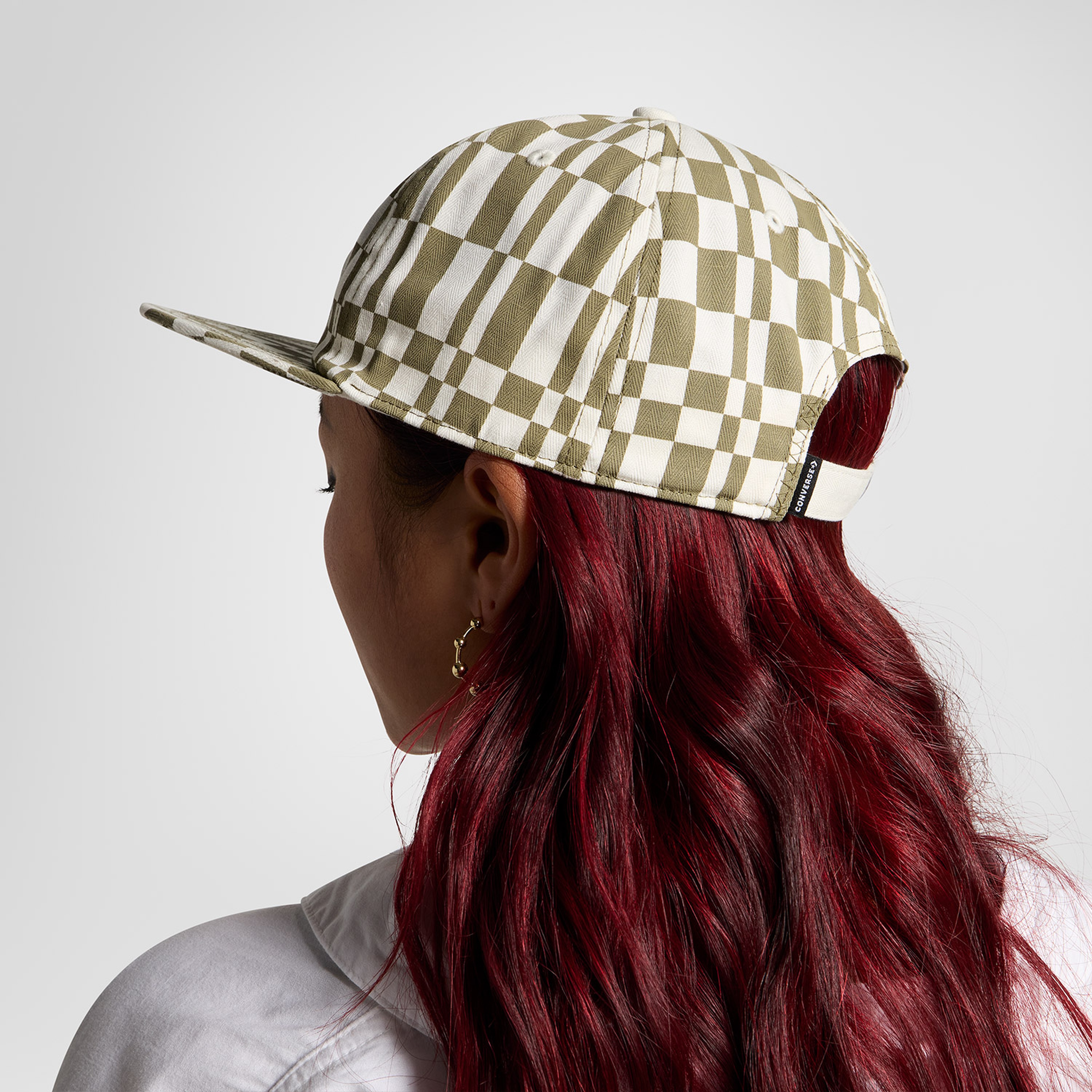 Converse Star Chevron Unisex Kare Desenli Haki Şapka