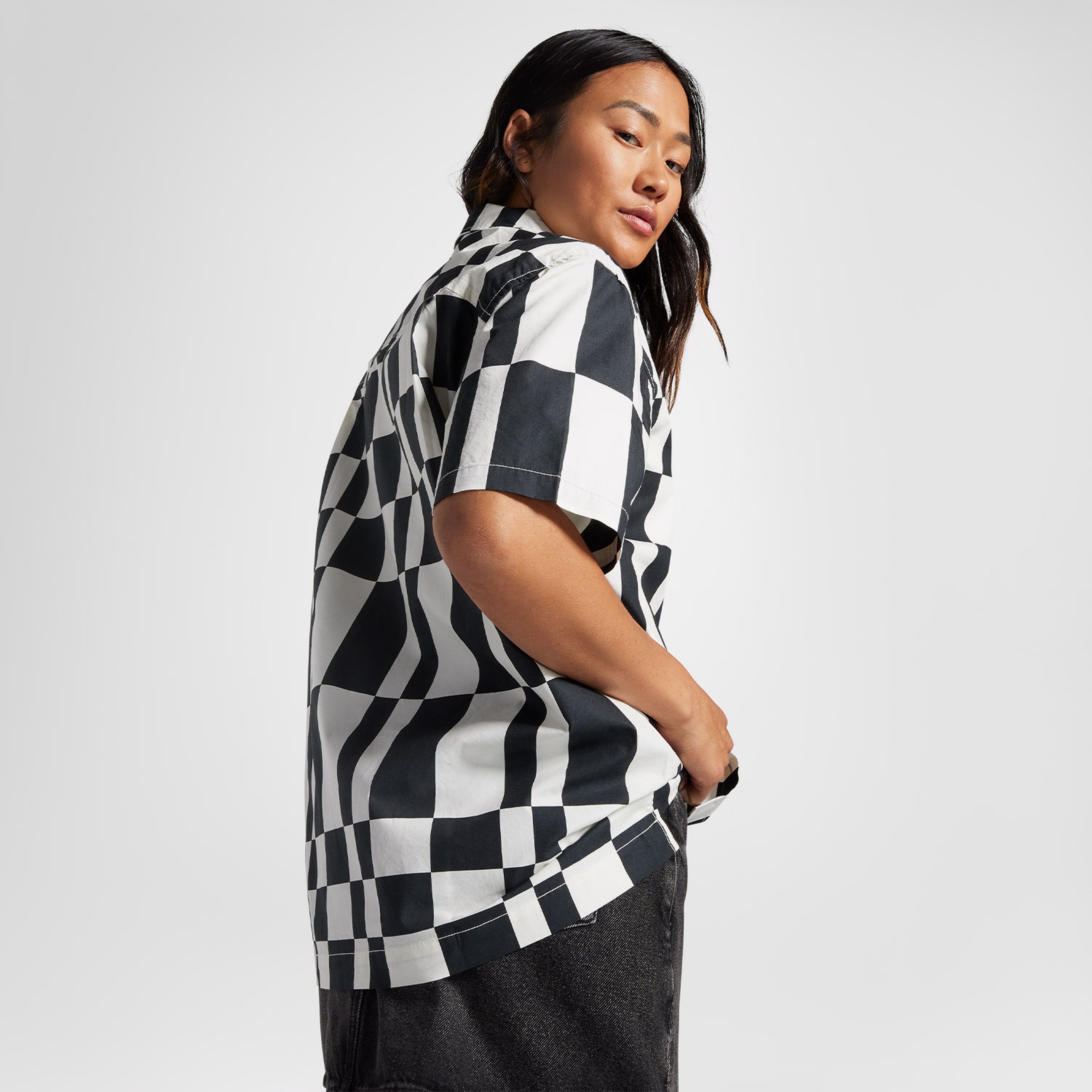 Converse Classic Desenli Kadın Siyah Gömlek