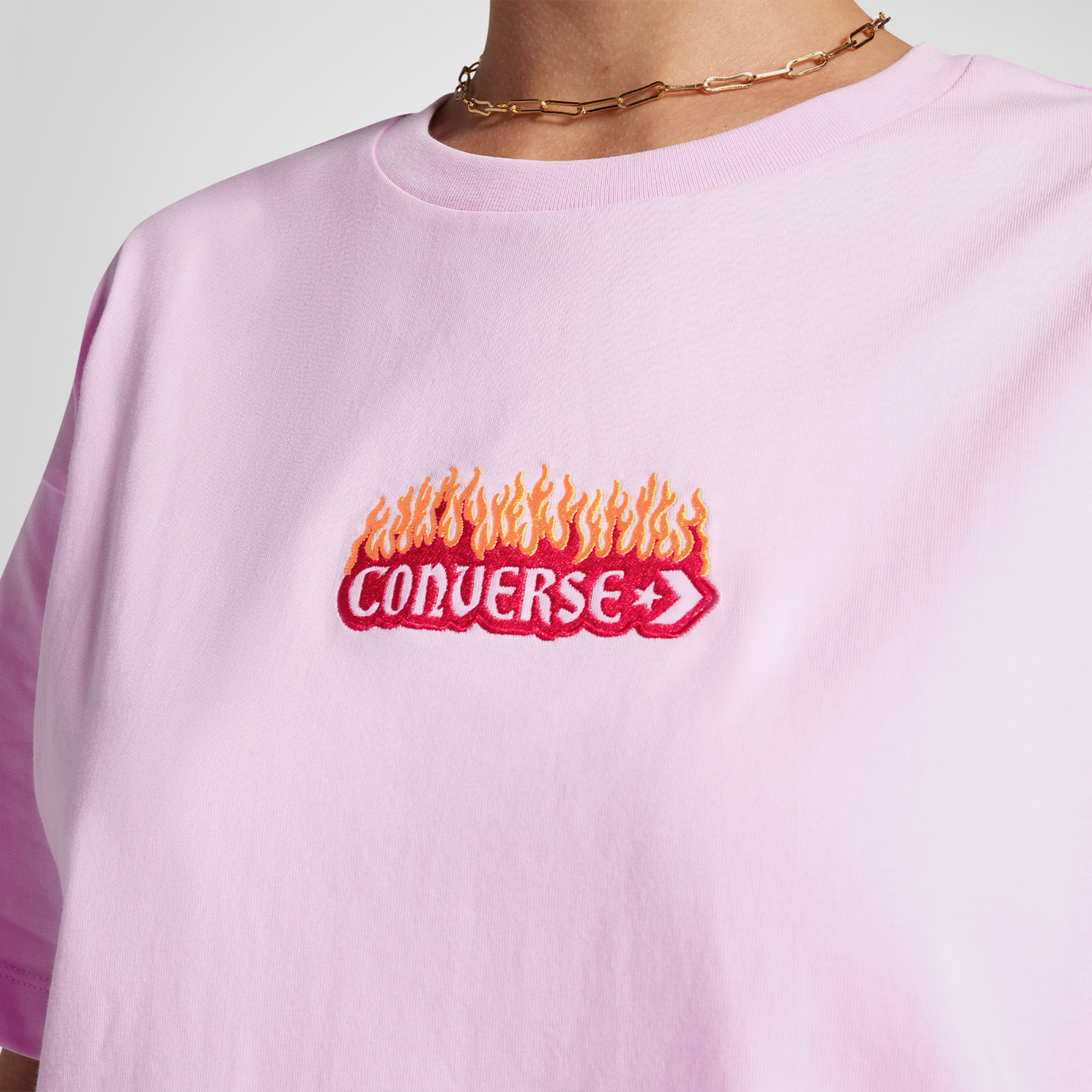 Converse Flaming Oversize Fit Kadın Lila T-Shirt