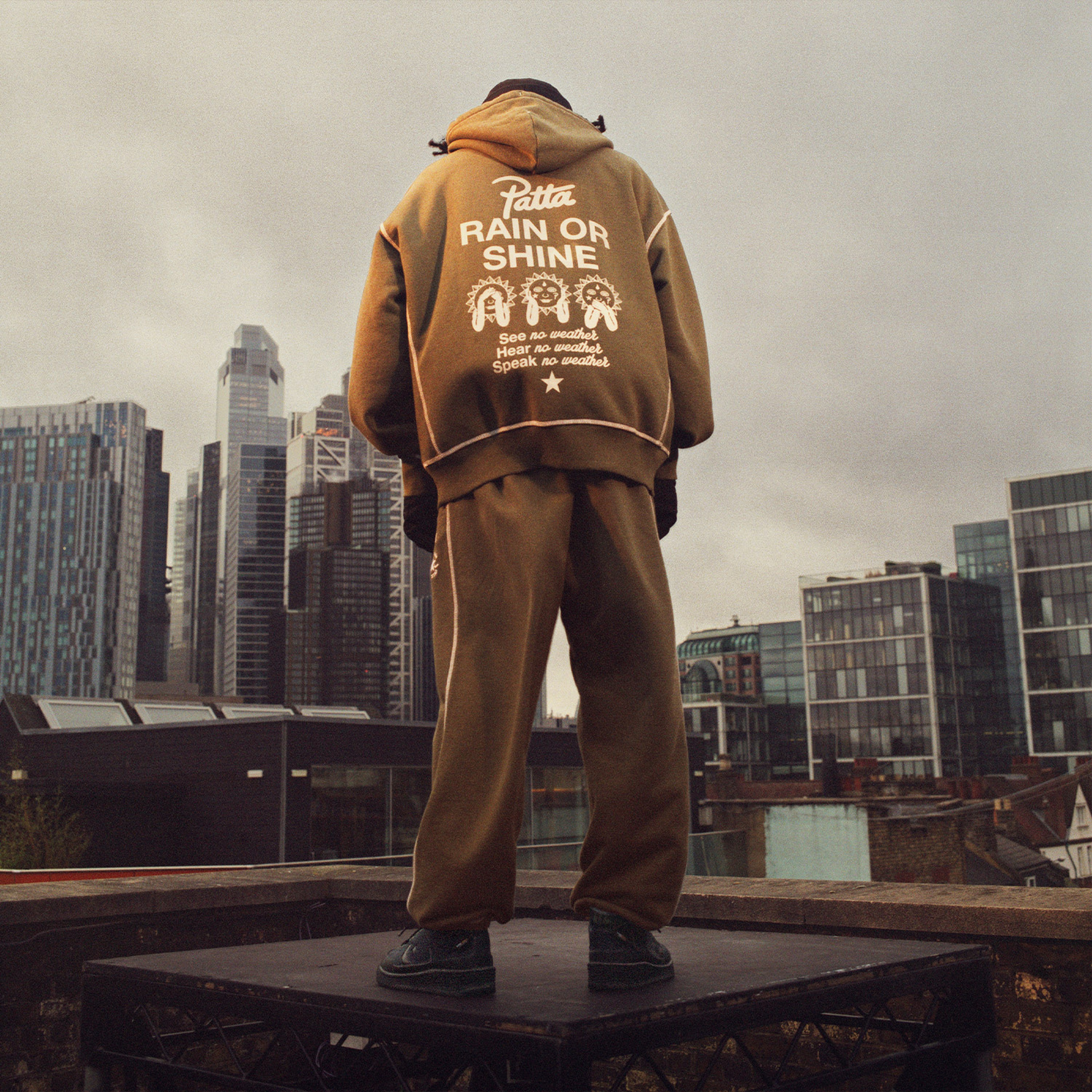 Converse Patta Nakışlı Unisex Haki Hoodie