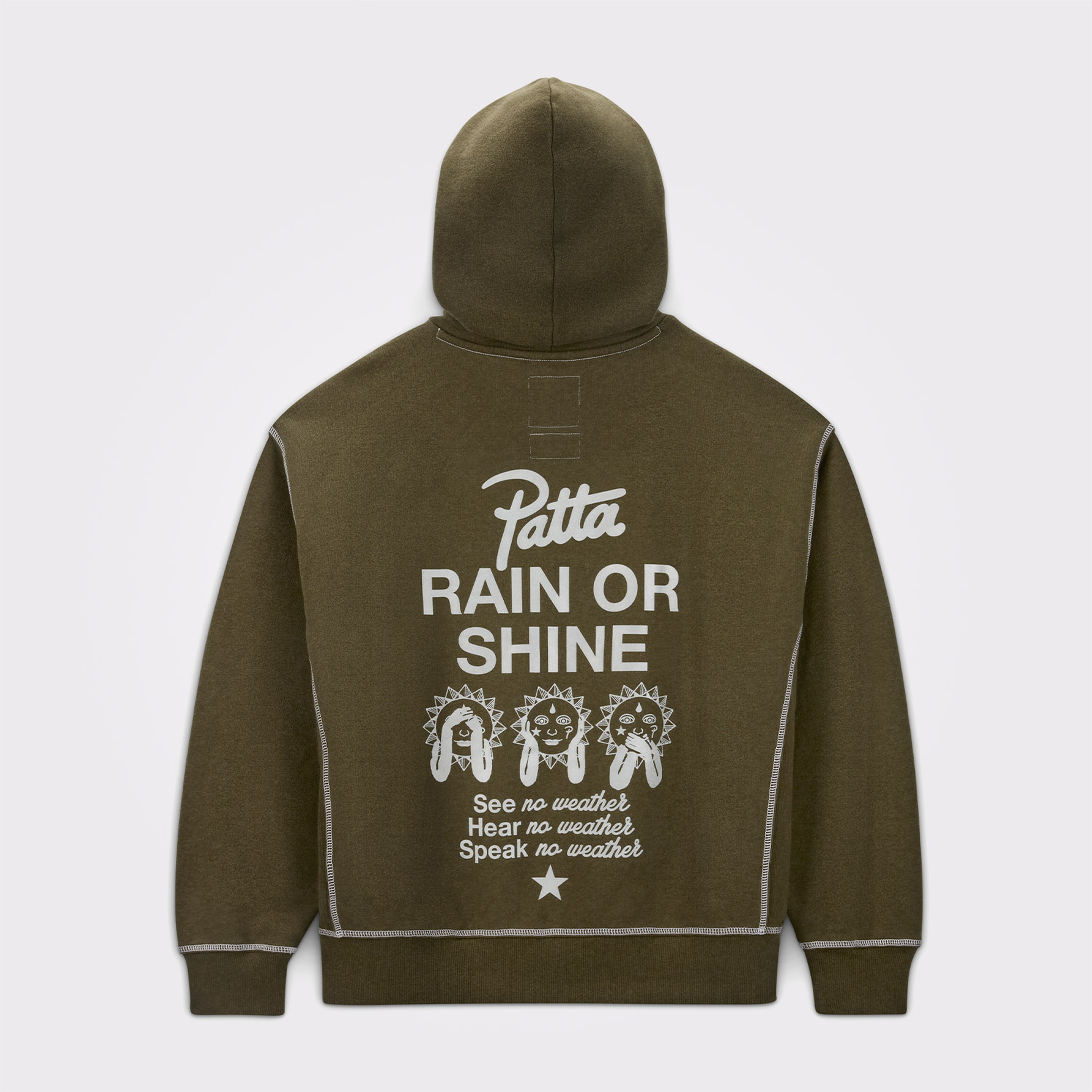 Converse Patta Nakışlı Unisex Haki Hoodie