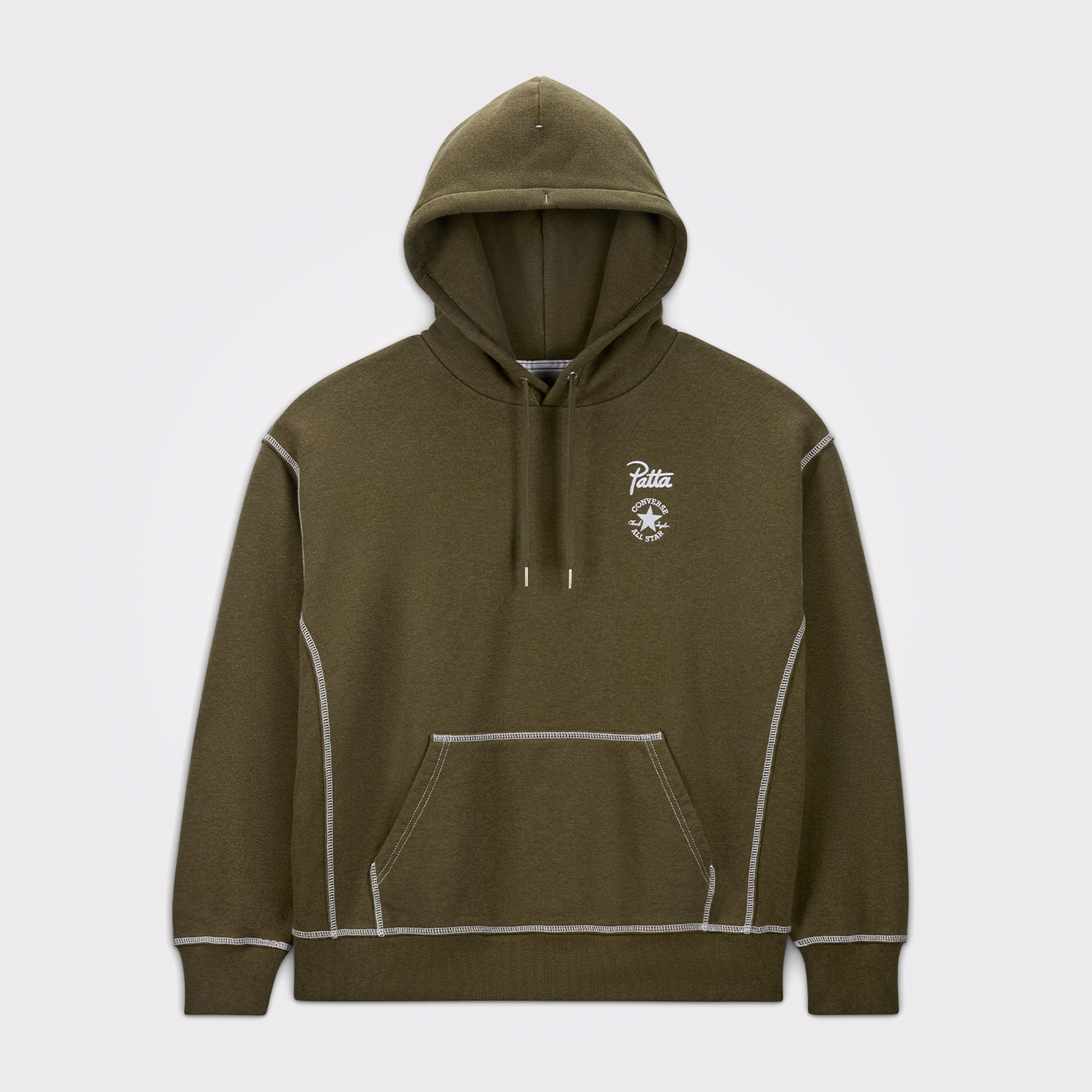 Converse Patta Nakışlı Unisex Haki Hoodie