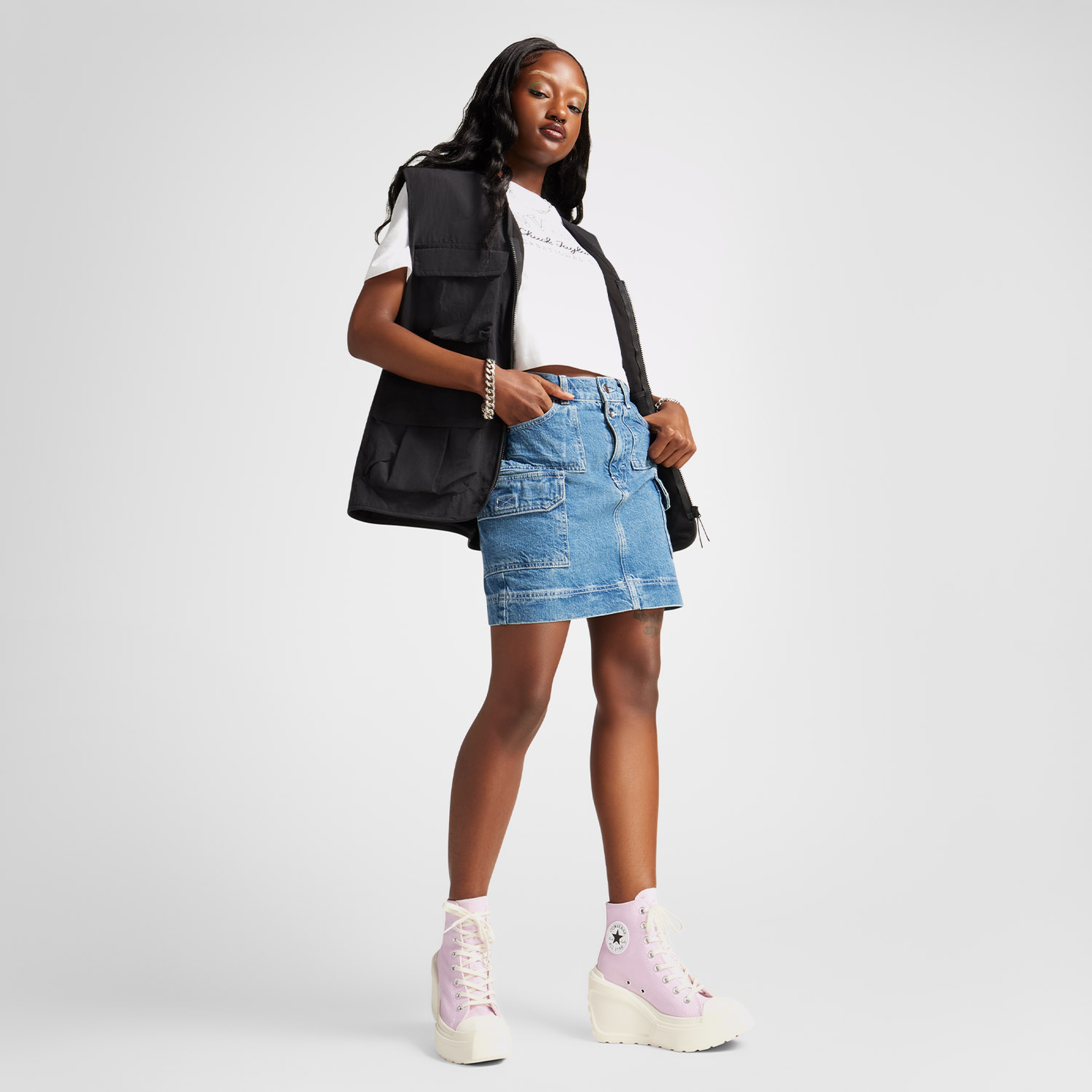 Converse Chuck 70 De Luxe Wedge Unisex Pembe Platform Sneaker